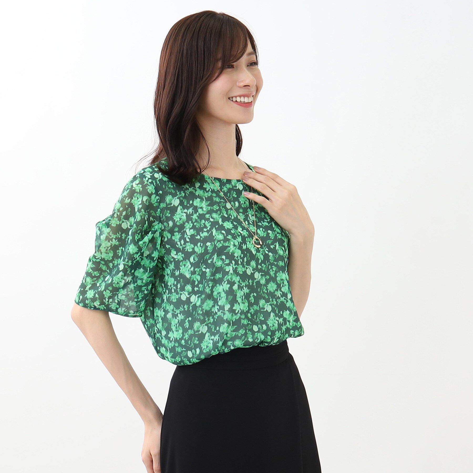 Reflect「【WEB限定カラーあり／マシンウォッシュ／セットアップ可能】フラワープリントブラウス」|シャツ・ブラウス|