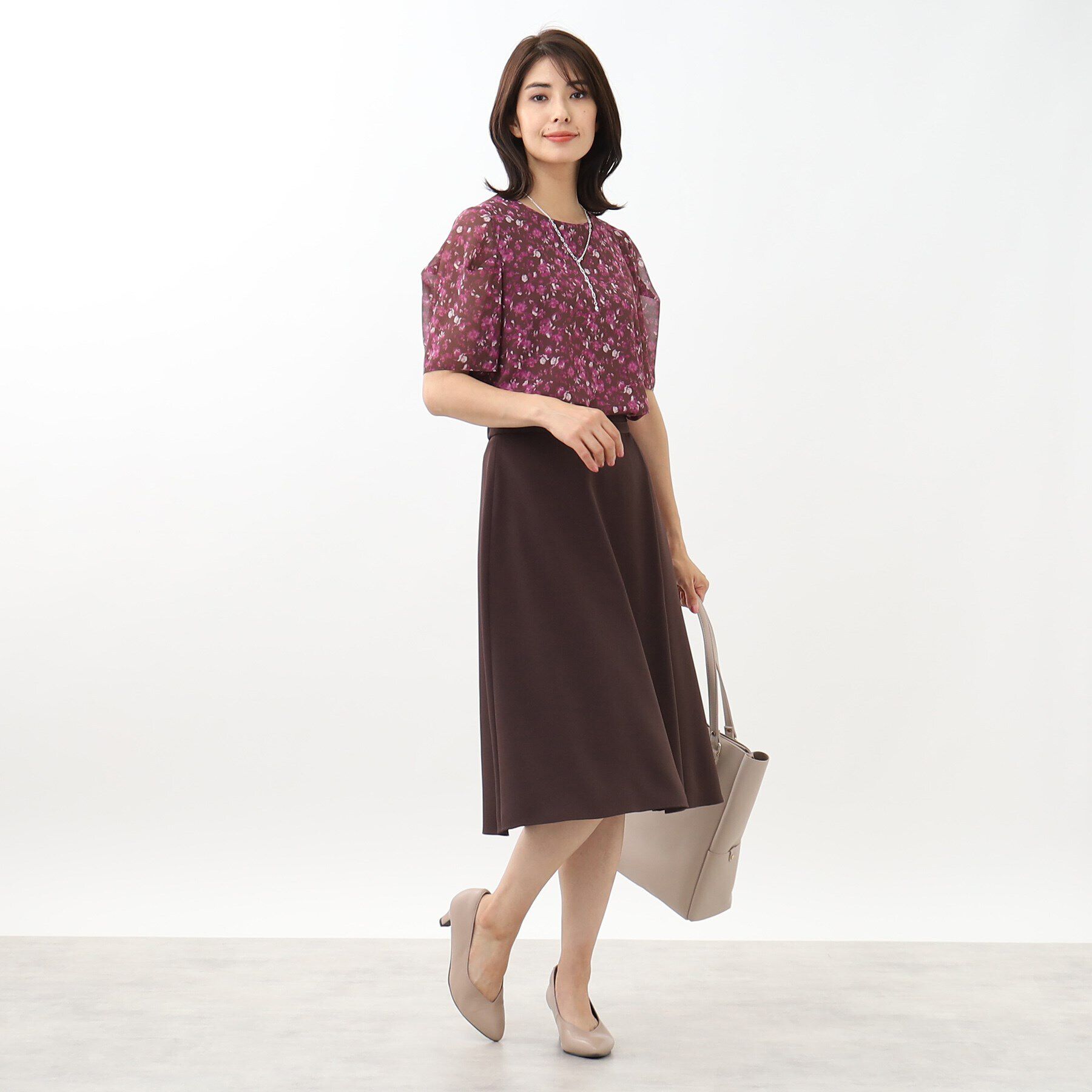 Reflect「【WEB限定カラーあり／マシンウォッシュ／セットアップ可能】フラワープリントブラウス」|シャツ・ブラウス|