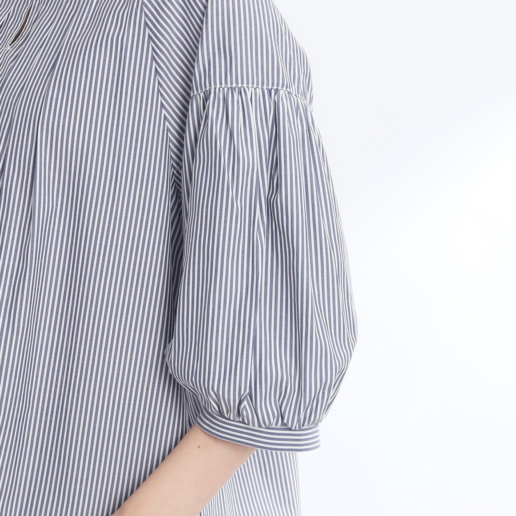 Reflect「【E‐QUALITY／手洗い可】ふんわりスリーブストライプブラウス」|シャツ・ブラウス|