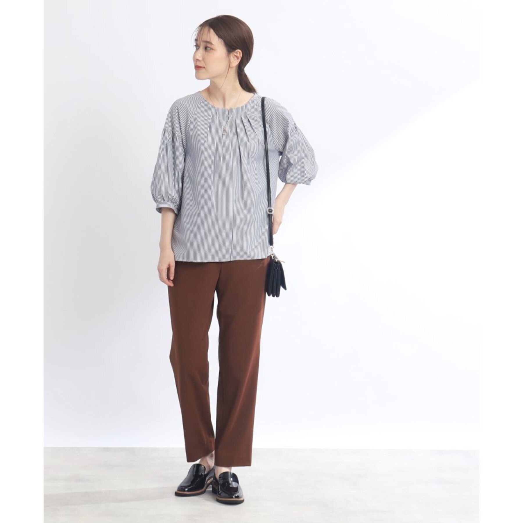 Reflect「【E‐QUALITY／手洗い可】ふんわりスリーブストライプブラウス」|シャツ・ブラウス|