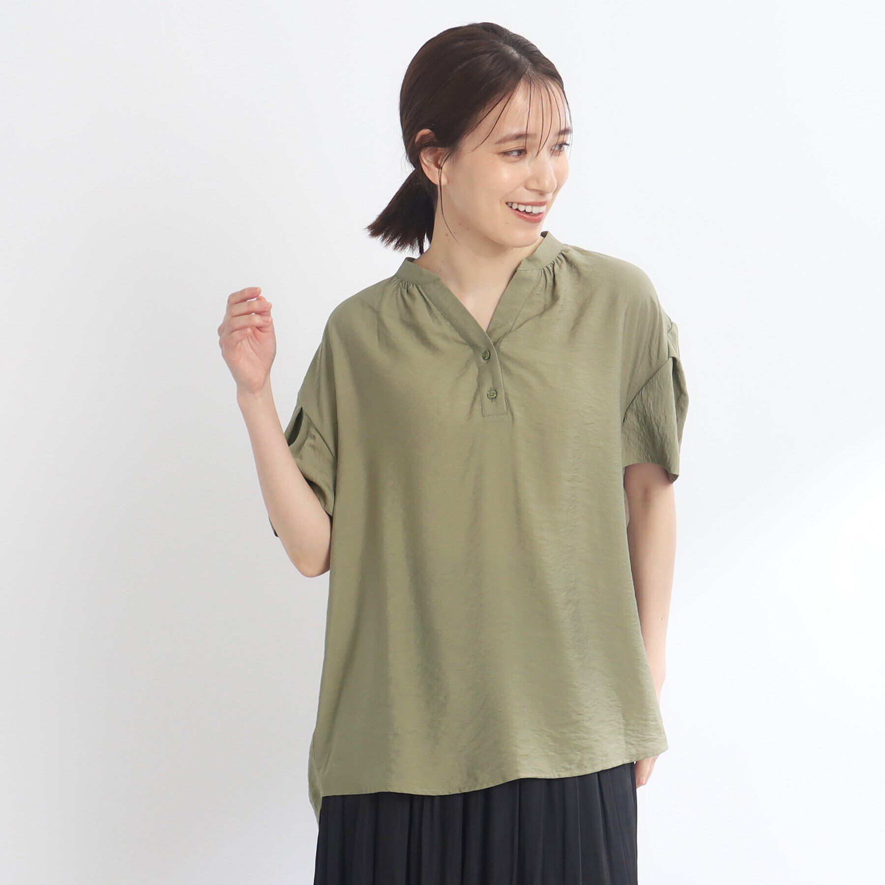 Reflect「【SALE／E‐QUALITY／手洗い可】涼しげ袖ディティールブラウス」|シャツ・ブラウス|