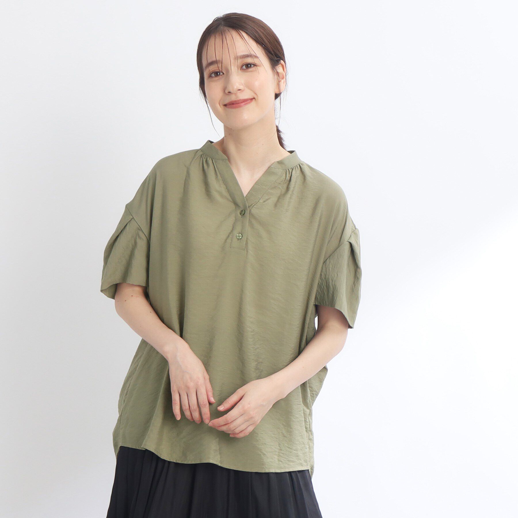 Reflect「【SALE／E‐QUALITY／手洗い可】涼しげ袖ディティールブラウス」|シャツ・ブラウス|