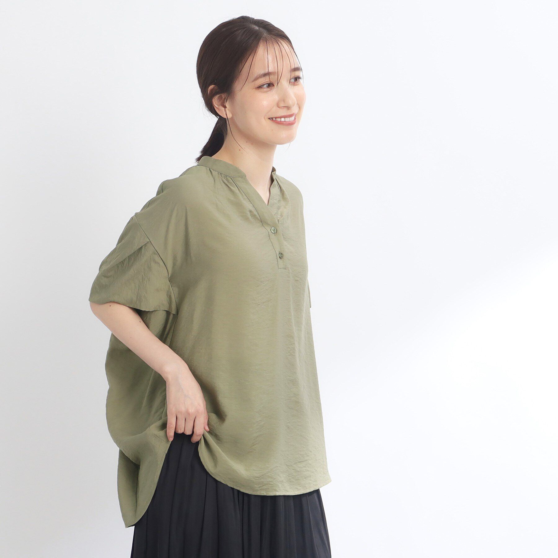 Reflect「【SALE／E‐QUALITY／手洗い可】涼しげ袖ディティールブラウス」|シャツ・ブラウス|グリーン(025)