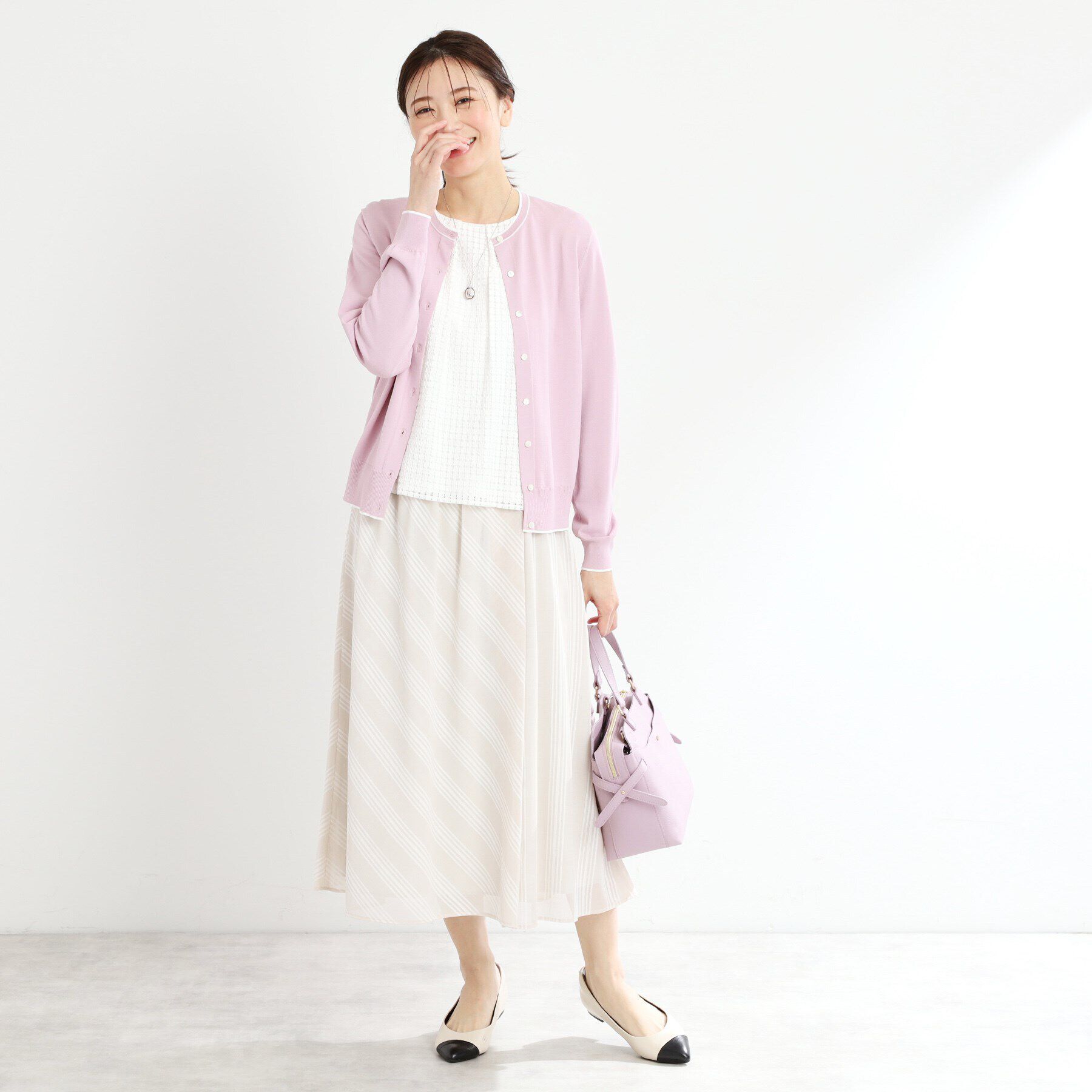 Reflect「【手洗い可／アンサンブル可】バイカラーカーディガン」|カーディガン|