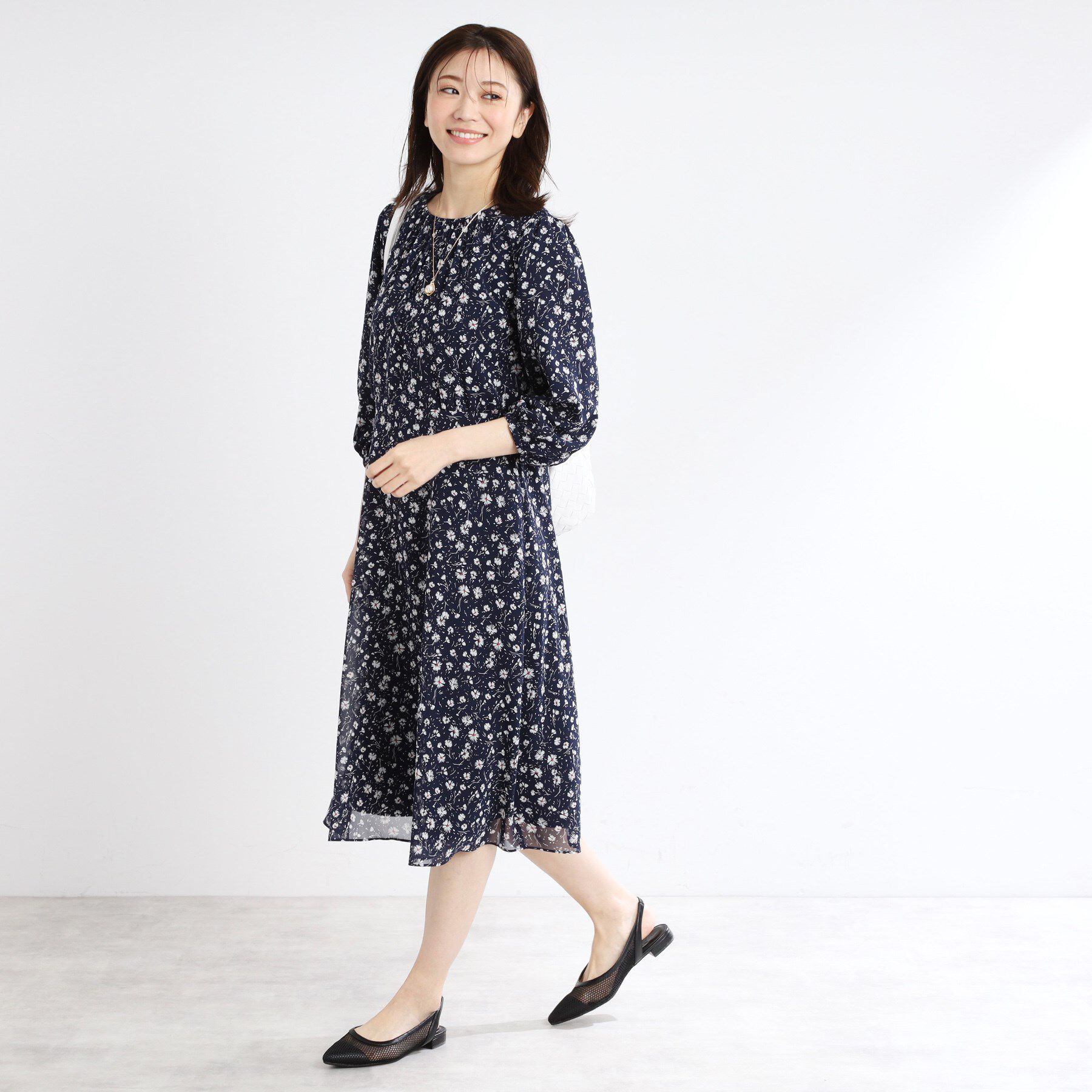 Reflect「【マシンウォッシュ可】フラワープリントワンピース」|ワンピース|