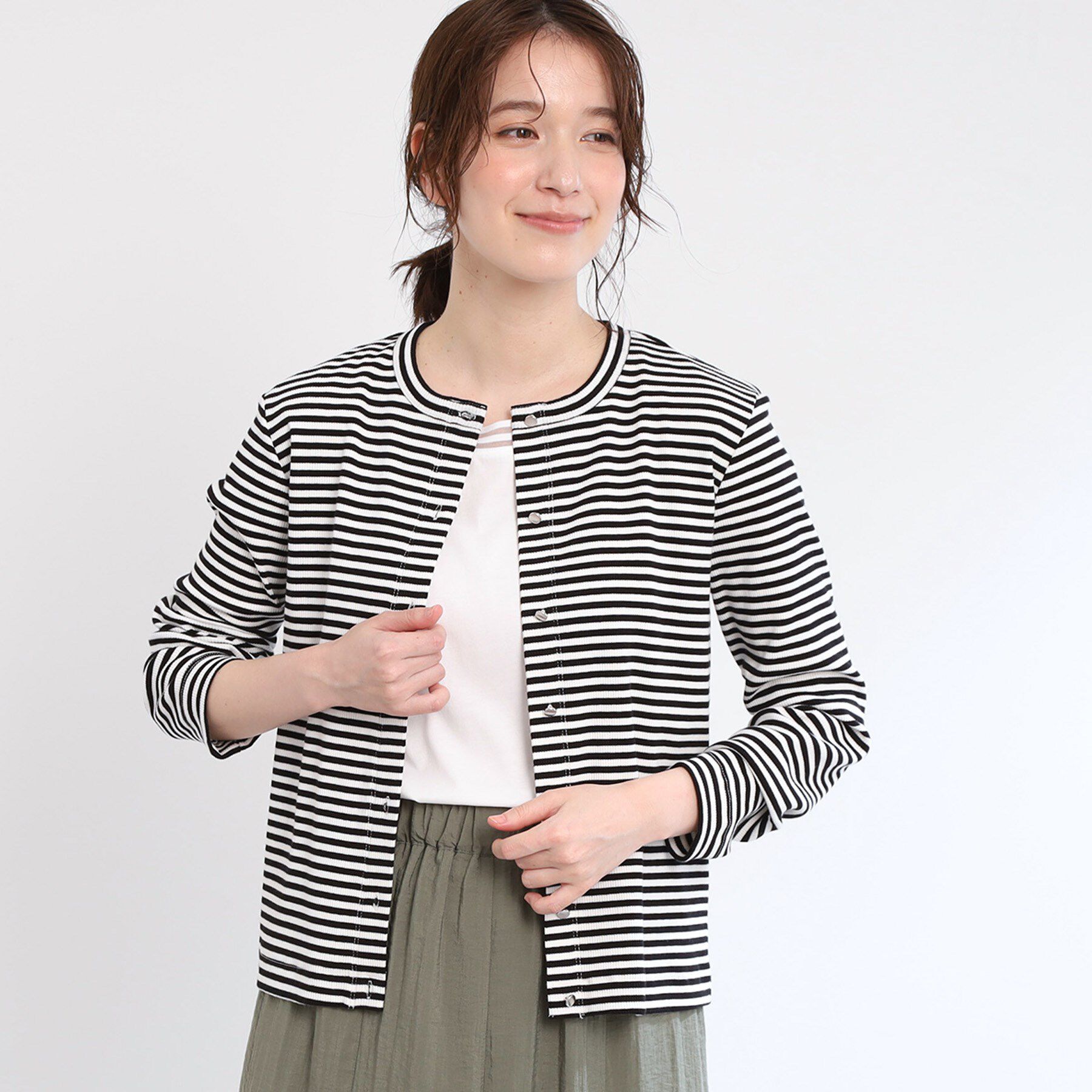 Reflect「【手洗い可／一枚着でも◎】ドット風ボタンカーディガン」|カーディガン|