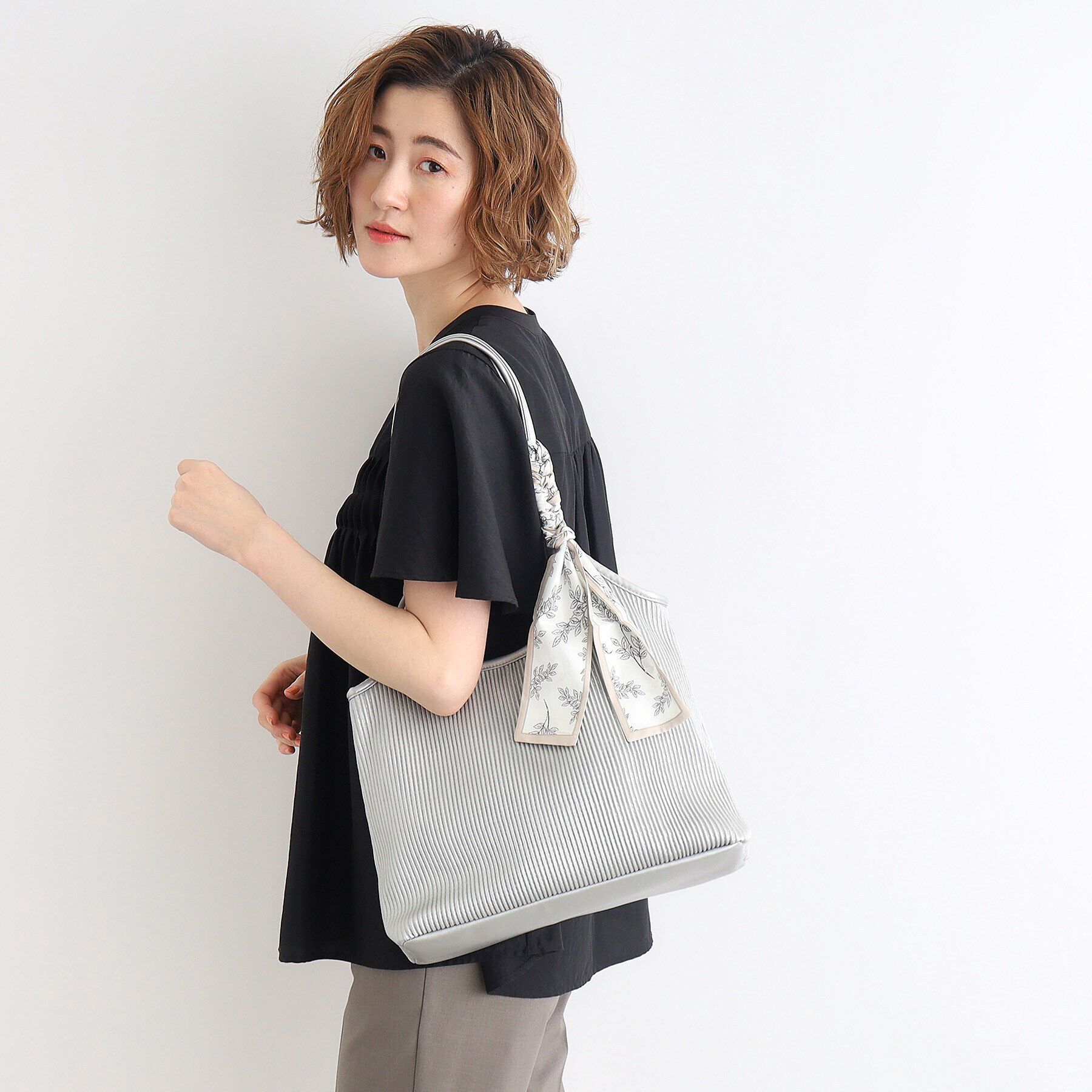 grove「プリーツスカーフトート」|トートバッグ|