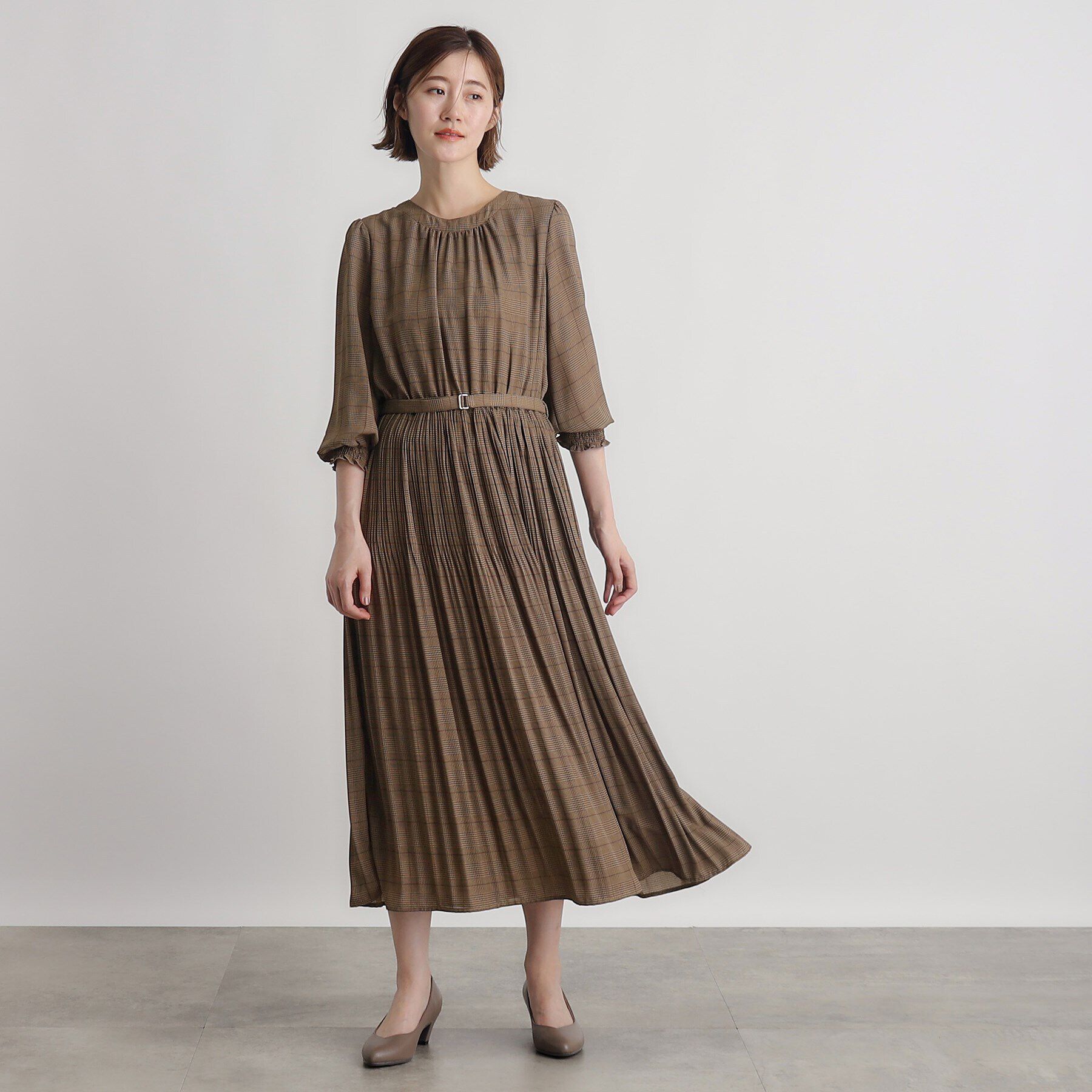 grove「ドビーアソートチェックプリントワンピース」|ワンピース|