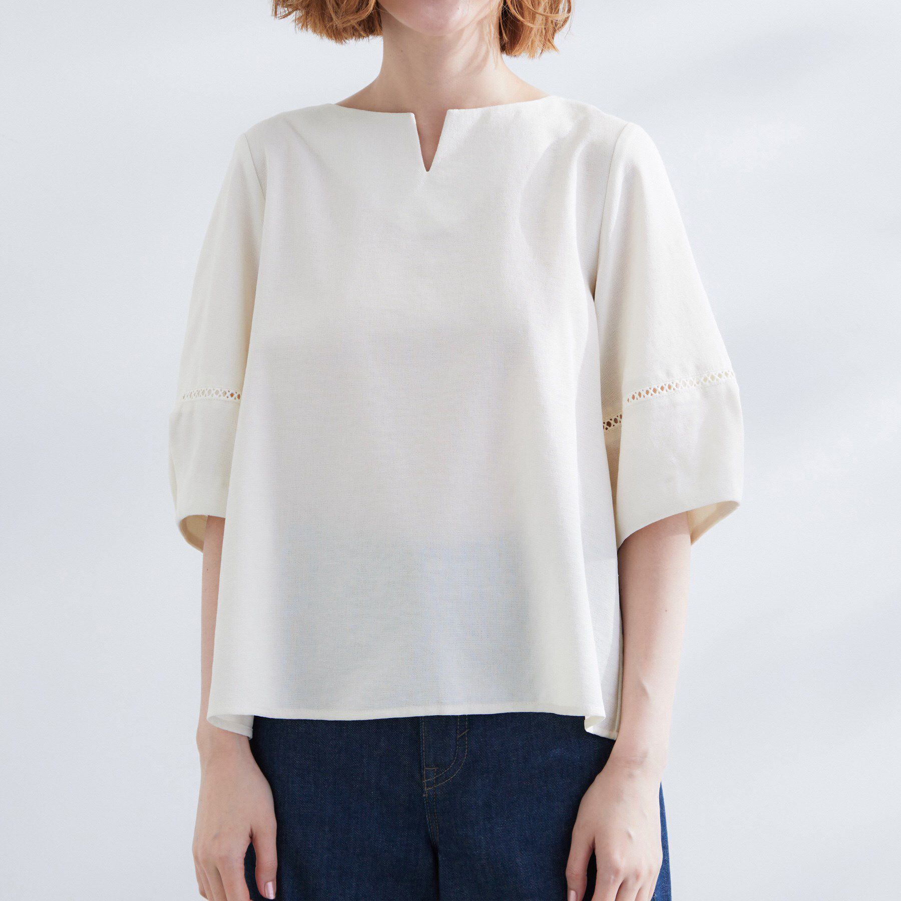 grove「お洒落に決まる 麻調袖コンシャスブラウス」|シャツ・ブラウス|