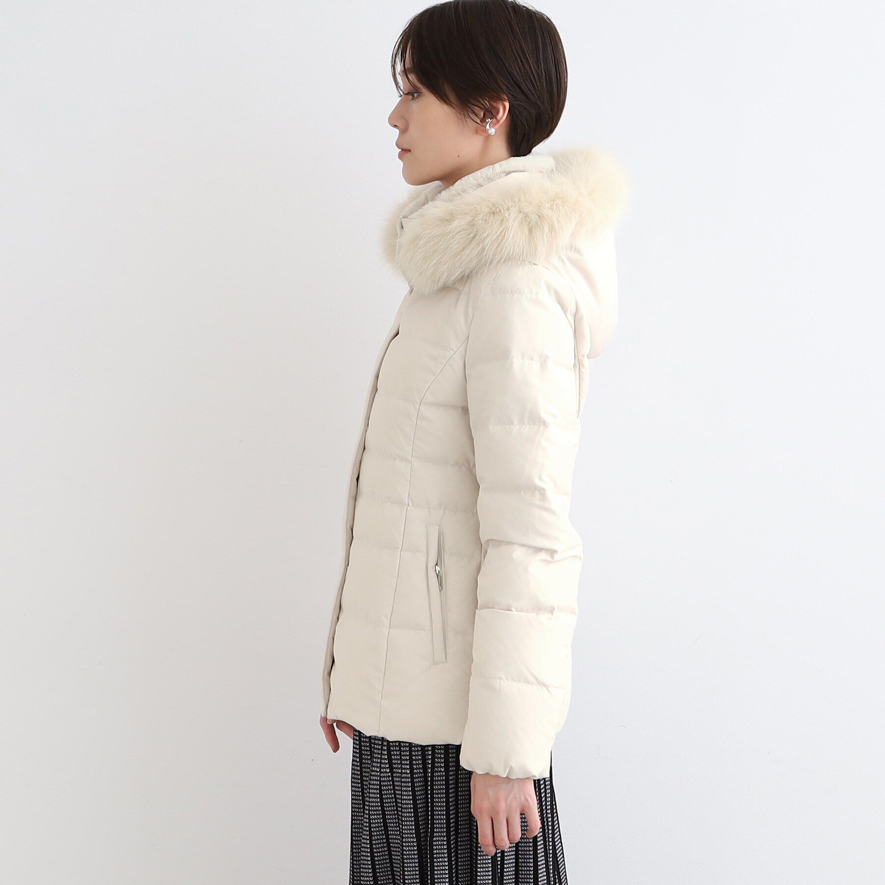 INDIVI「【リニューアル！／マルチWAY／フォックスファー／ショート丈】リサイクルダウンコート」|ダウン|