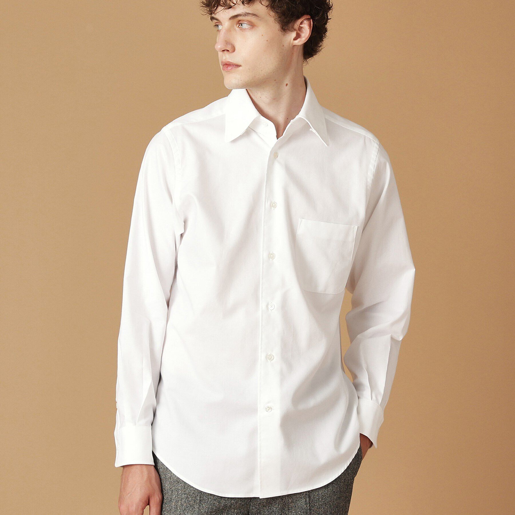 40CARATS&525「コットンレーヨン タブカラードレスシャツ」|シャツ・ブラウス|ﾎﾜｲﾄ(001)