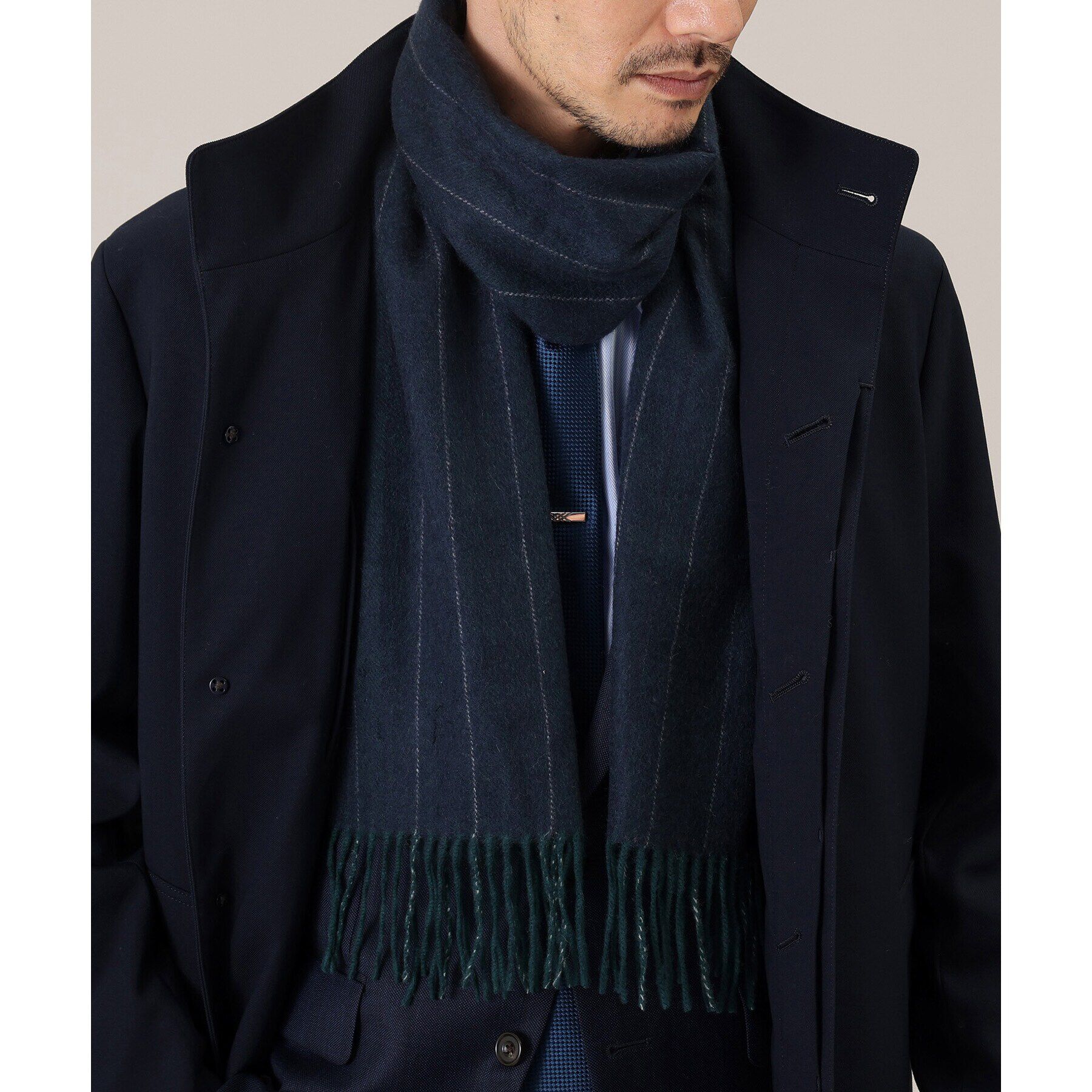 TAKEO KIKUCHI「【洗えるカシミヤ】ヘリンボン　ストライプ マフラー」|ストール|