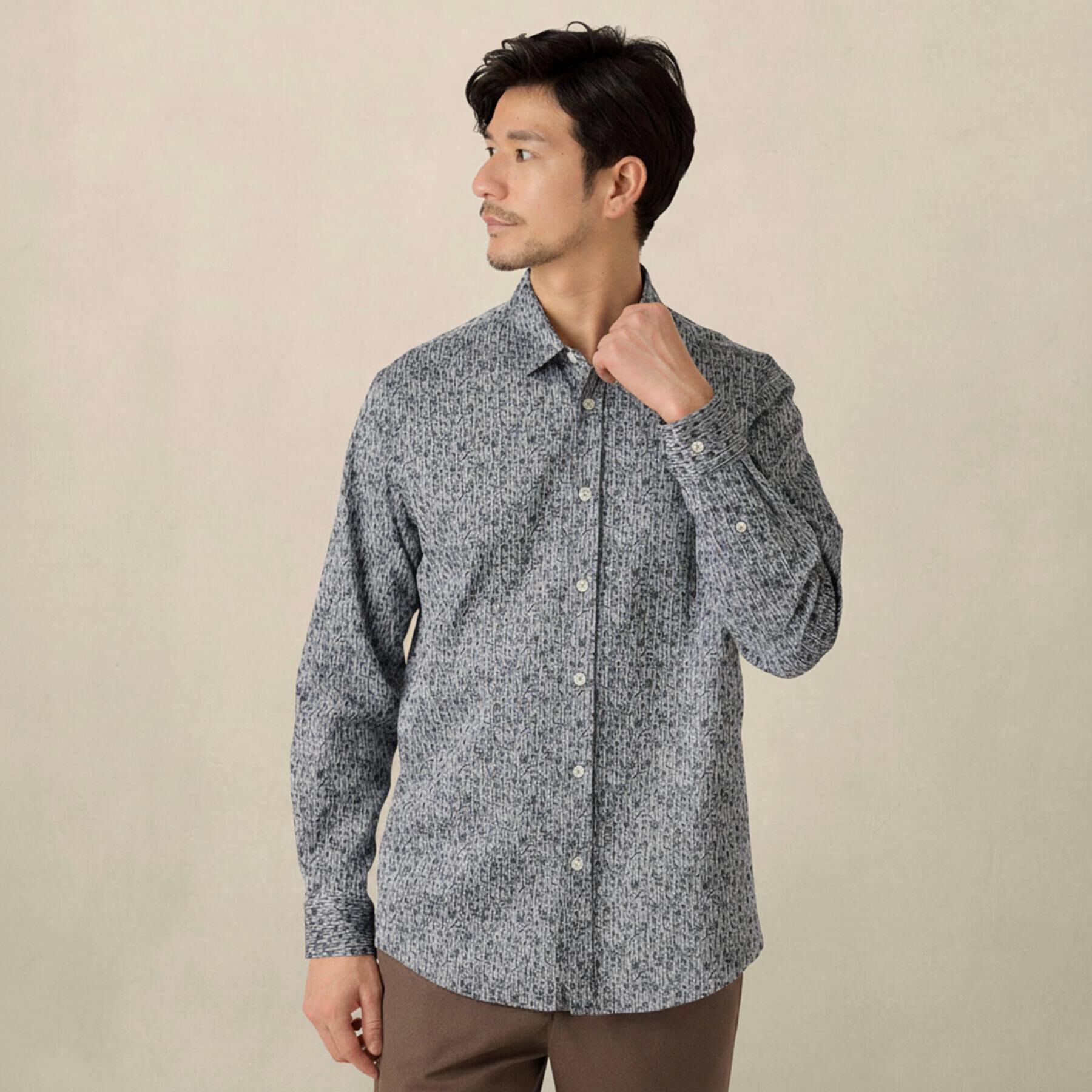 TAKEO KIKUCHI「播州 ドビーストライプ フラワーシャツ」|シャツ・ブラウス|ネイビー(394)