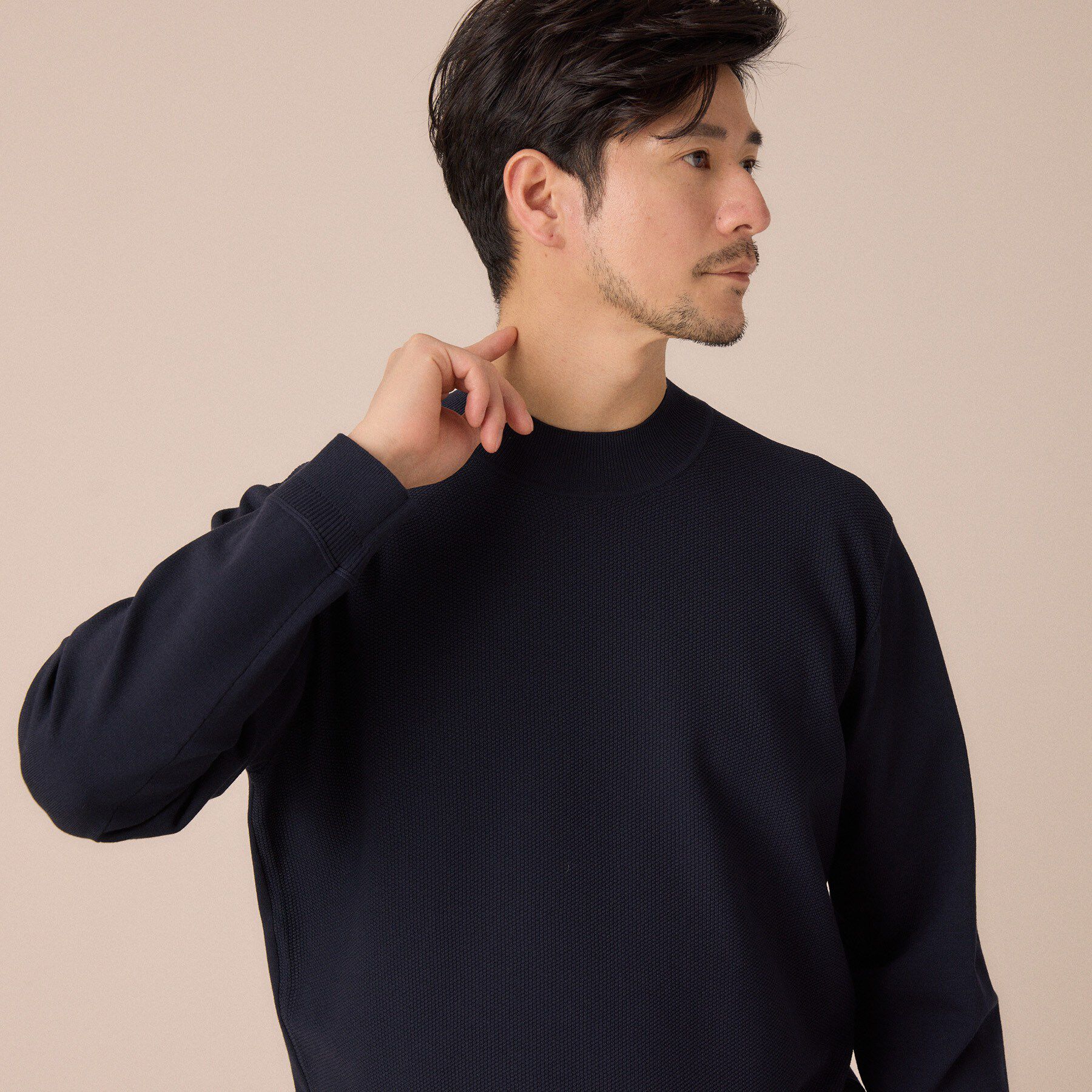 TAKEO KIKUCHI「モックネック 鹿の子 ニット プルオーバー」|ニット・セーター|