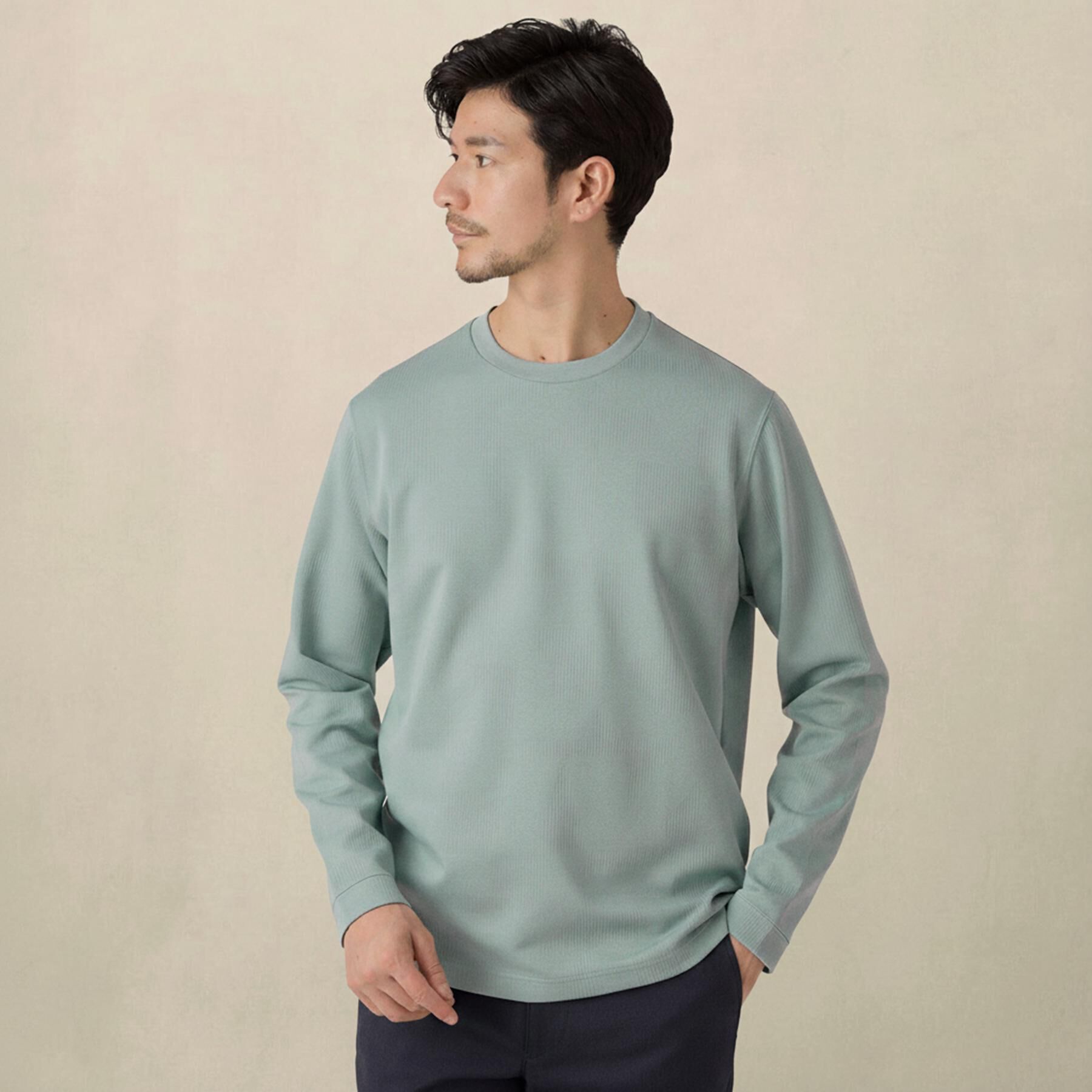 TAKEO KIKUCHI「【尾州ファブリック】ジャガードカットソー」|Tシャツ・カットソー|ブルー(091)