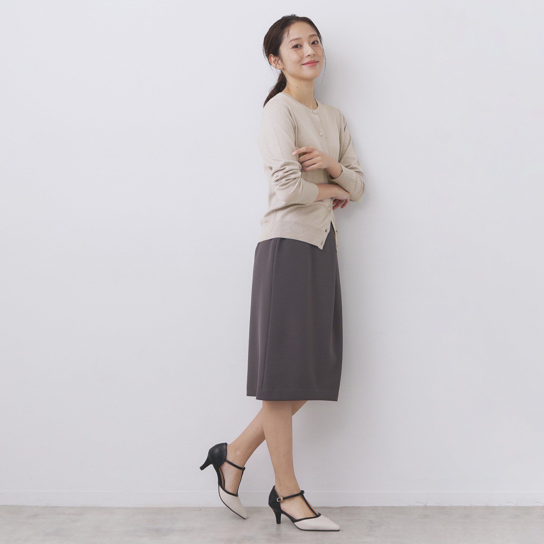 index「柄編みクルーネックカーディガン【洗濯機OK】」|カーディガン|