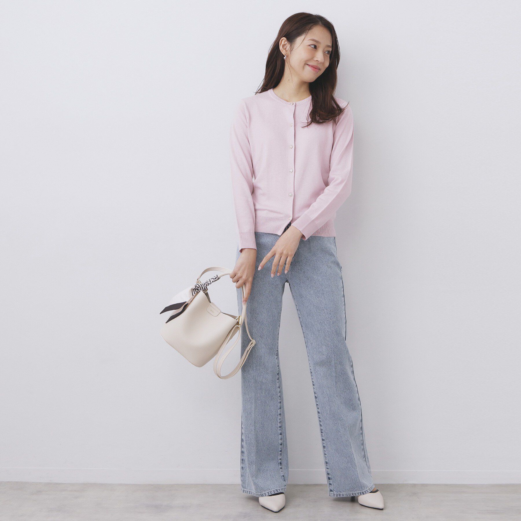 index「柄編みクルーネックカーディガン【洗濯機OK】」|カーディガン|