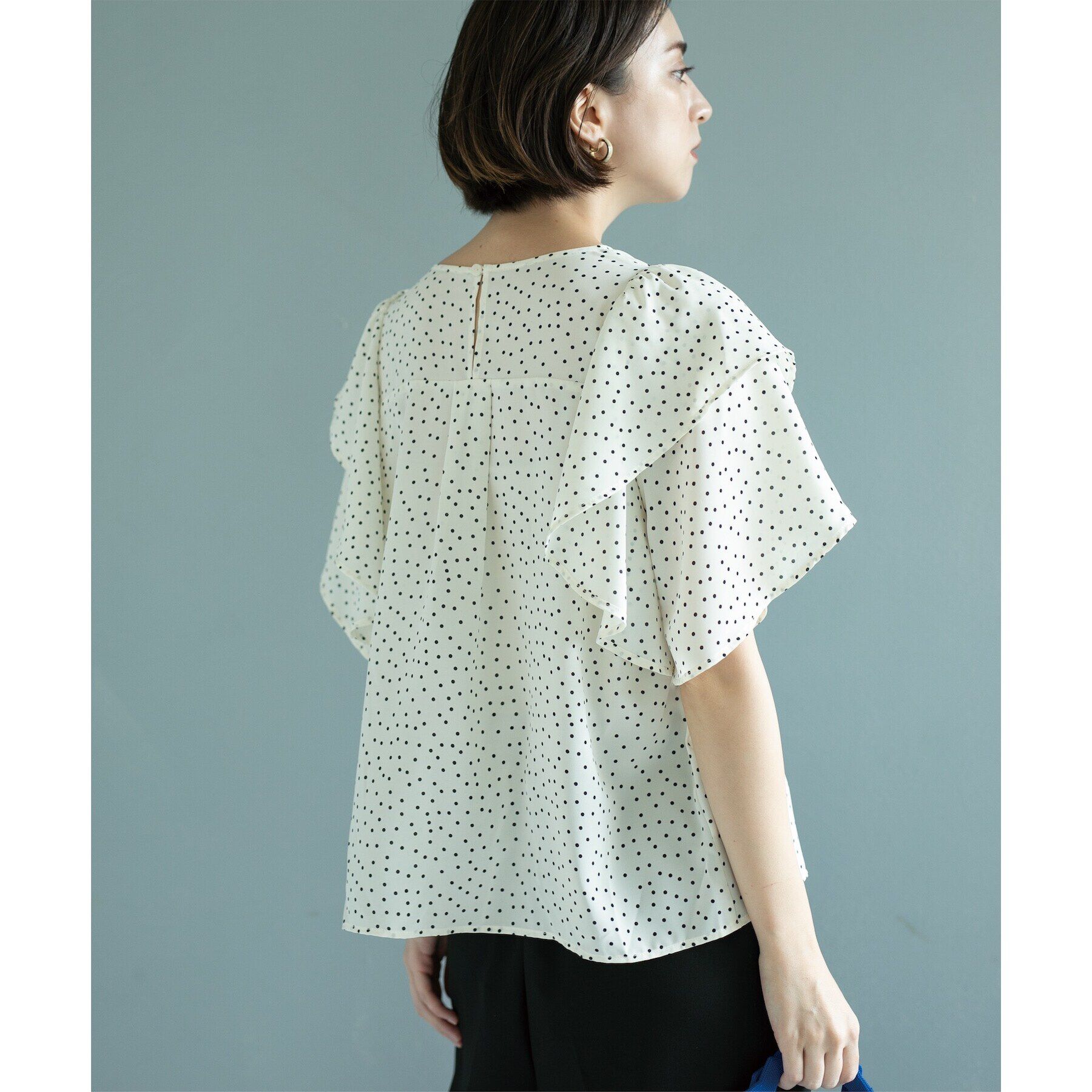 OPAQUE.CLIP「《美人百花掲載》ドットプリントフレアスリーブ【洗濯機洗い可】」|シャツ・ブラウス|