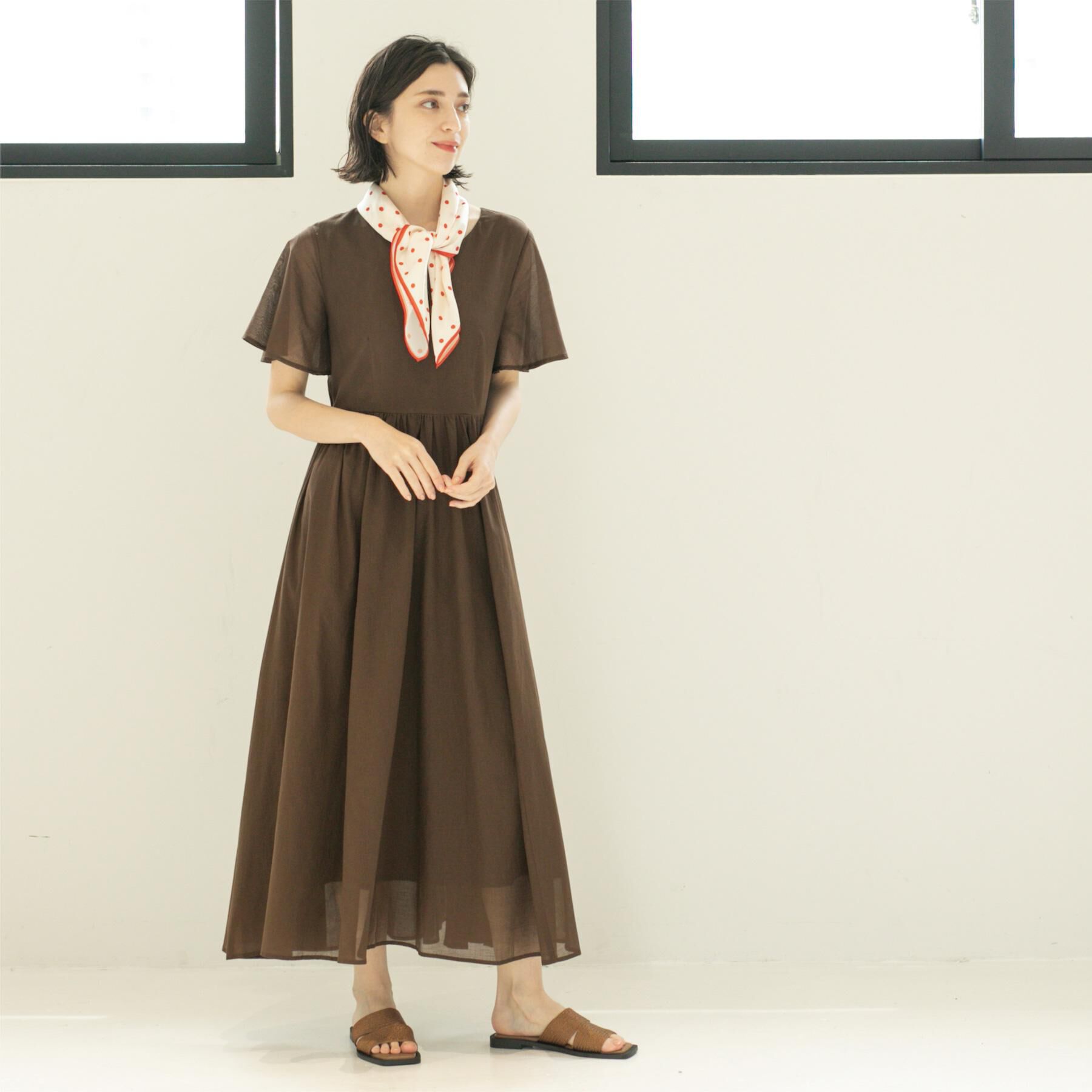 OPAQUE.CLIP「Vネックフィット＆フレアドレス/オーガニックコットン混【洗濯機洗い可】」|ワンピース|