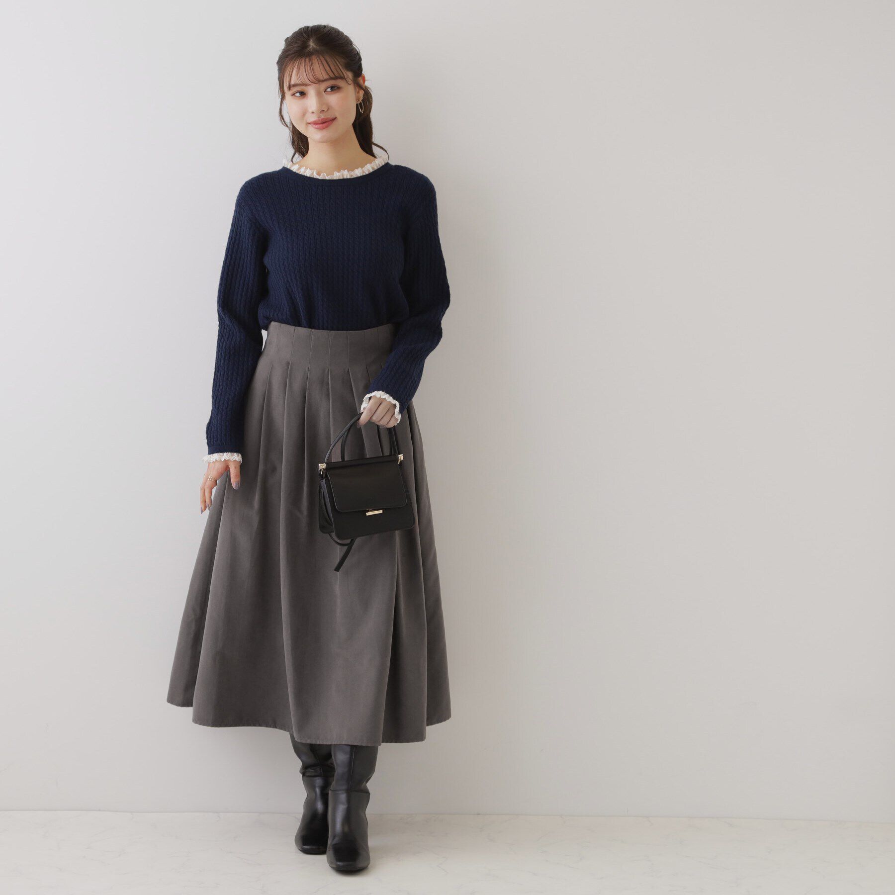 Couture broach「【スッキリ見えが叶う】マイクロスエードタックプリーツ」|スカート|
