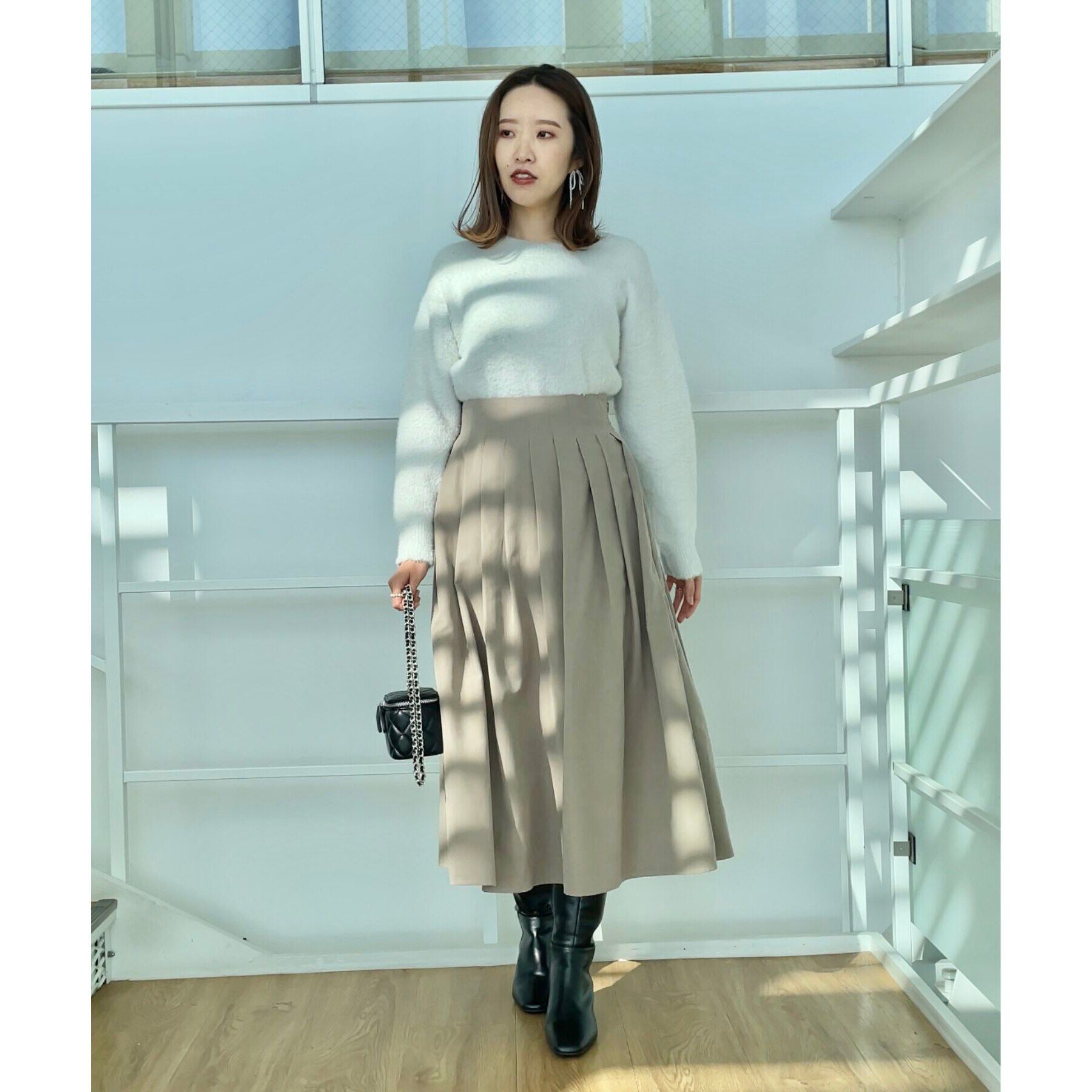 Couture broach「【スッキリ見えが叶う】マイクロスエードタックプリーツ」|スカート|