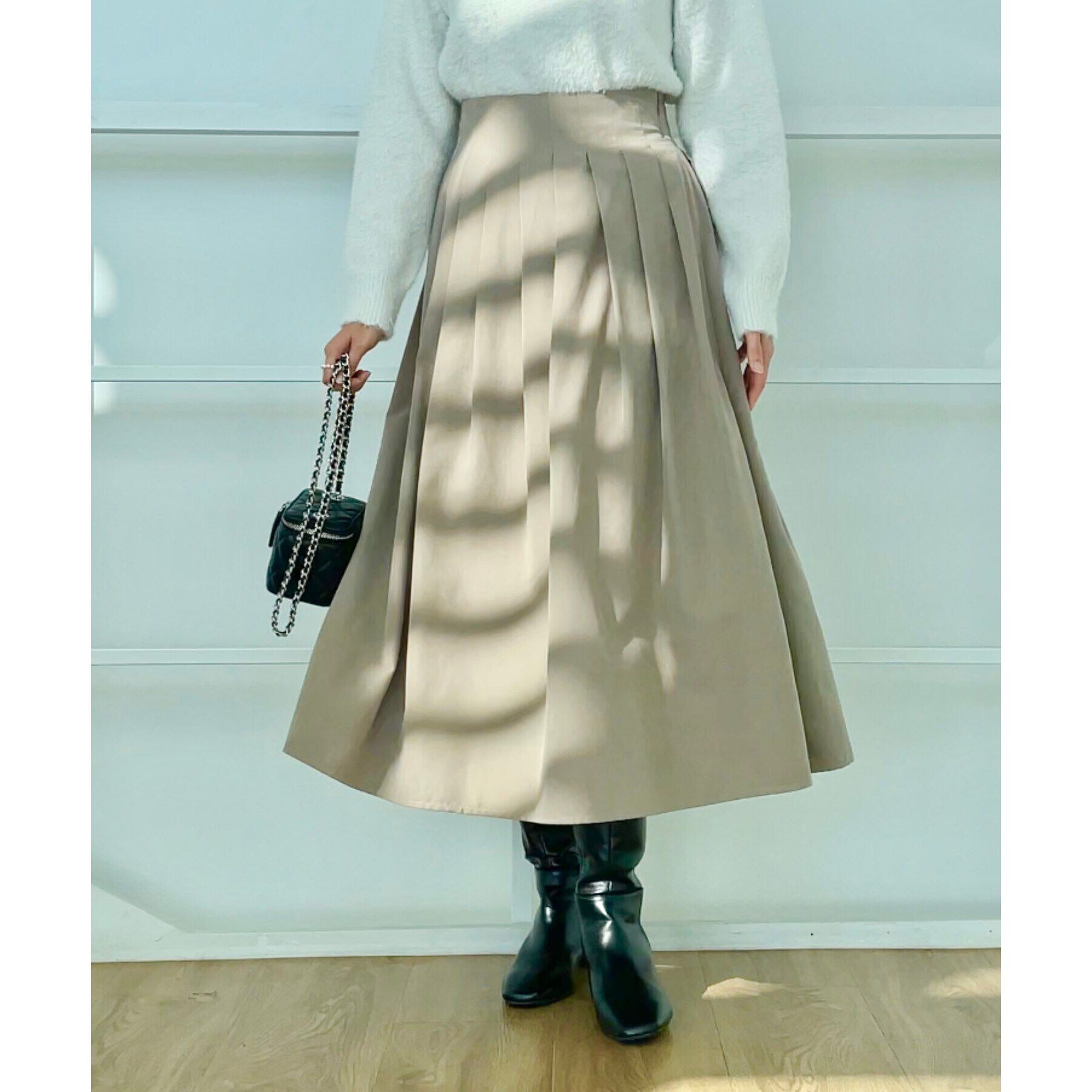 Couture broach「【スッキリ見えが叶う】マイクロスエードタックプリーツ」|スカート|