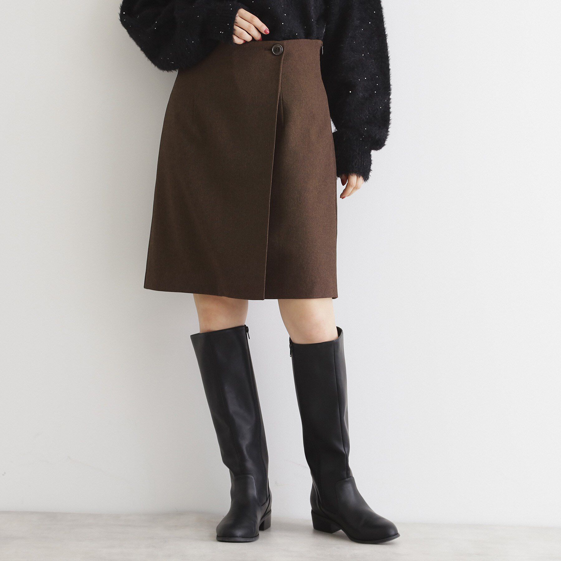 THE SHOP TK「【＠BAILA掲載】ラップ風ミニスカート」|スカート|ブラウン(044)