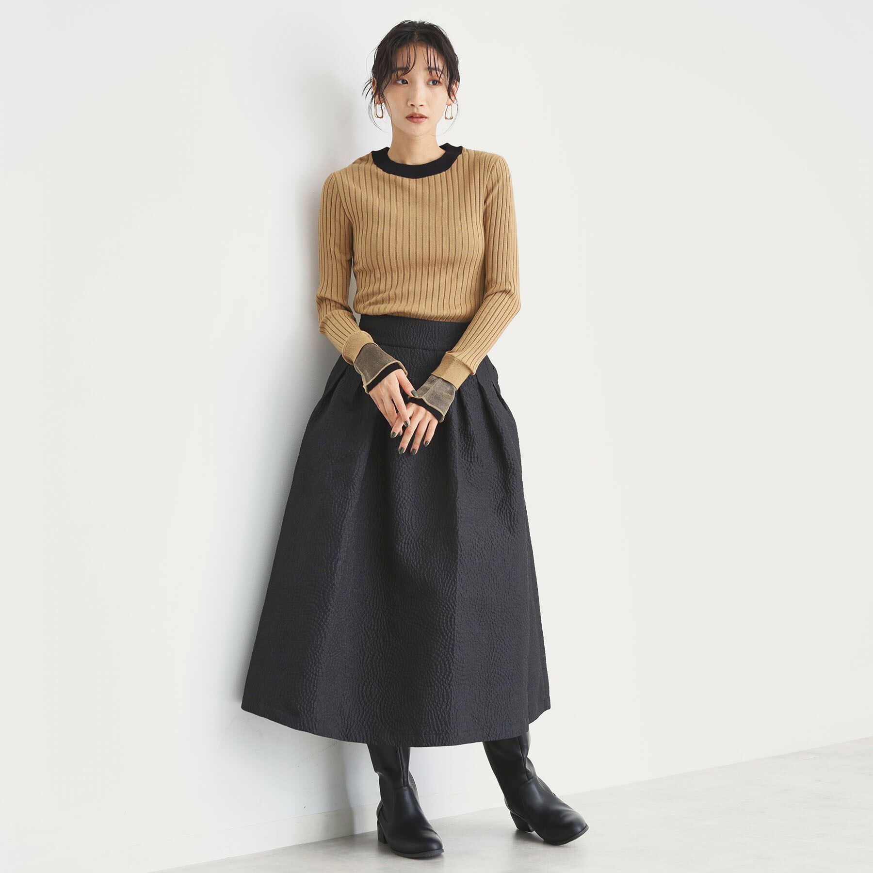 THE SHOP TK「袖シアー配色リブ【洗えるニット】」|ニット・セーター|