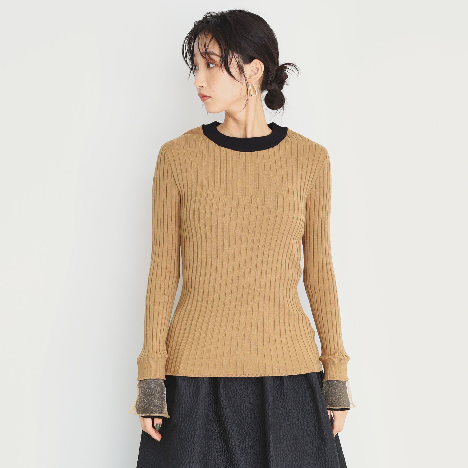 THE SHOP TK「袖シアー配色リブ【洗えるニット】」|ニット・セーター|