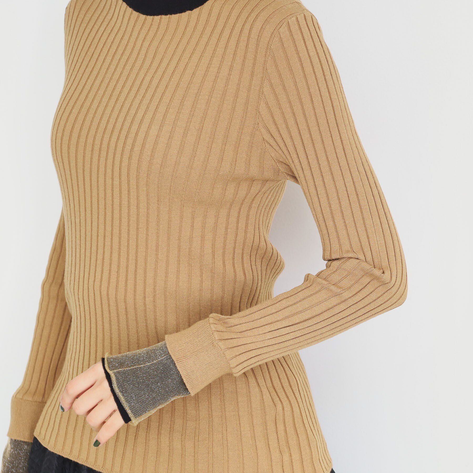 THE SHOP TK「袖シアー配色リブ【洗えるニット】」|ニット・セーター|