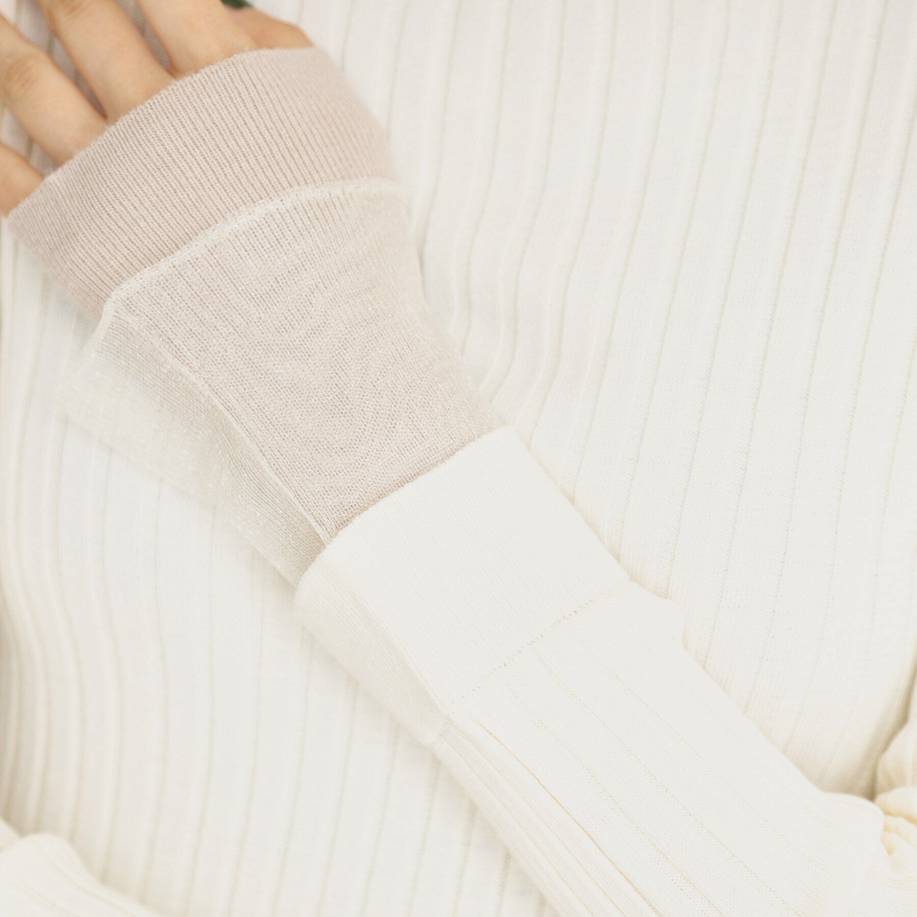 THE SHOP TK「袖シアー配色リブ【洗えるニット】」|ニット・セーター|