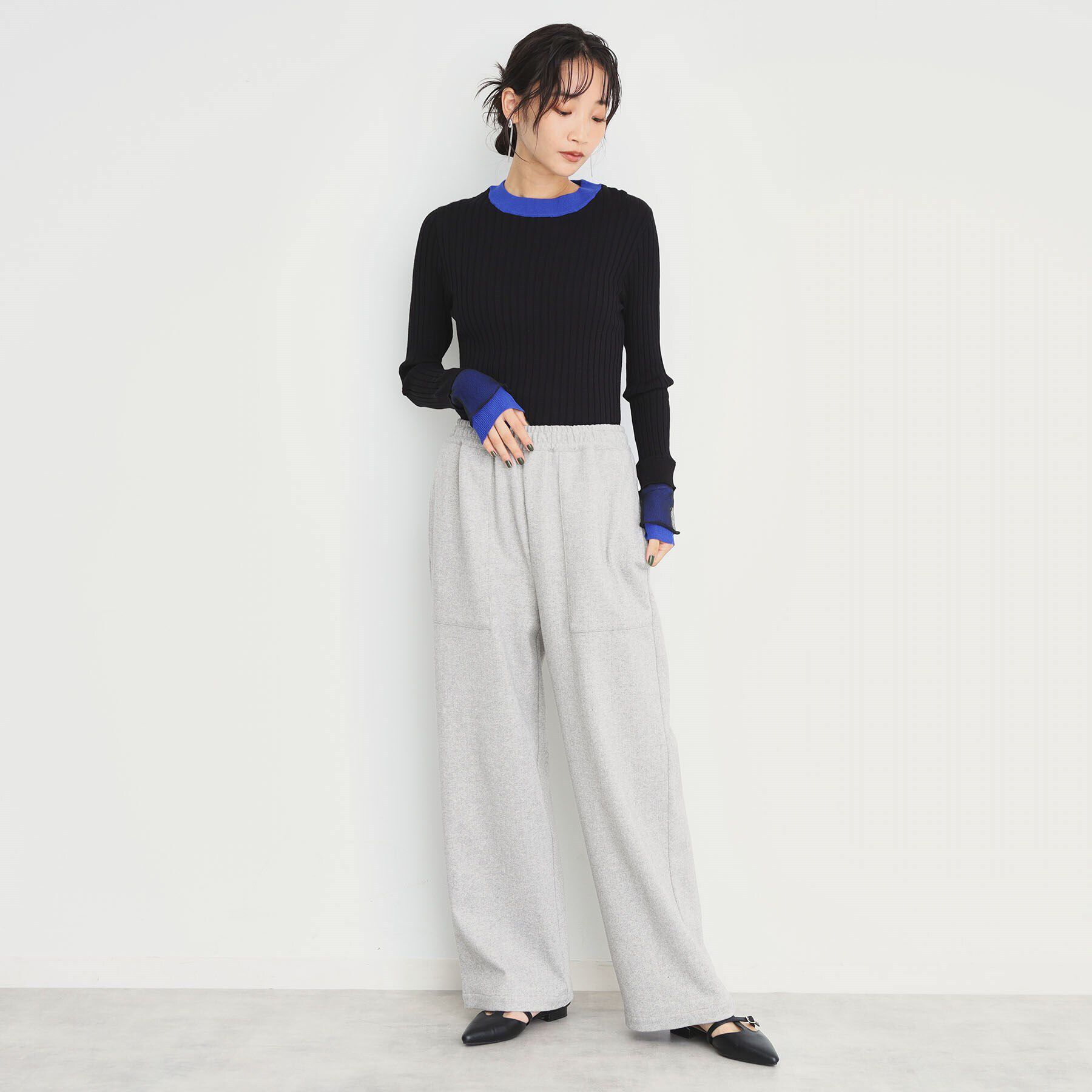 THE SHOP TK「袖シアー配色リブ【洗えるニット】」|ニット・セーター|