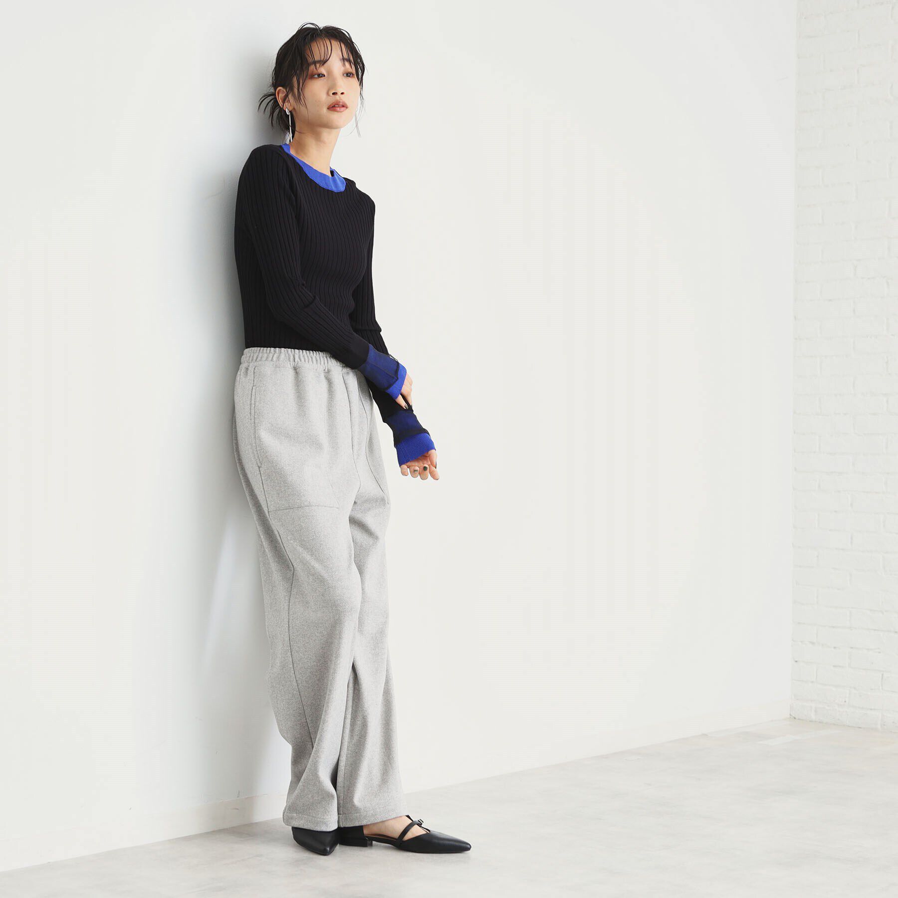 THE SHOP TK「袖シアー配色リブ【洗えるニット】」|ニット・セーター|