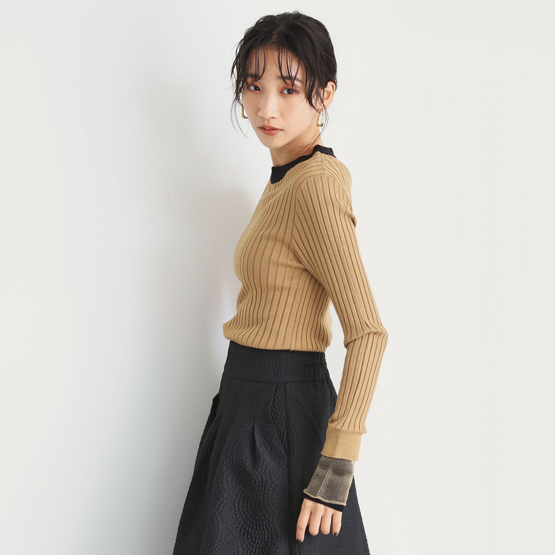 THE SHOP TK「袖シアー配色リブ【洗えるニット】」|ニット・セーター|