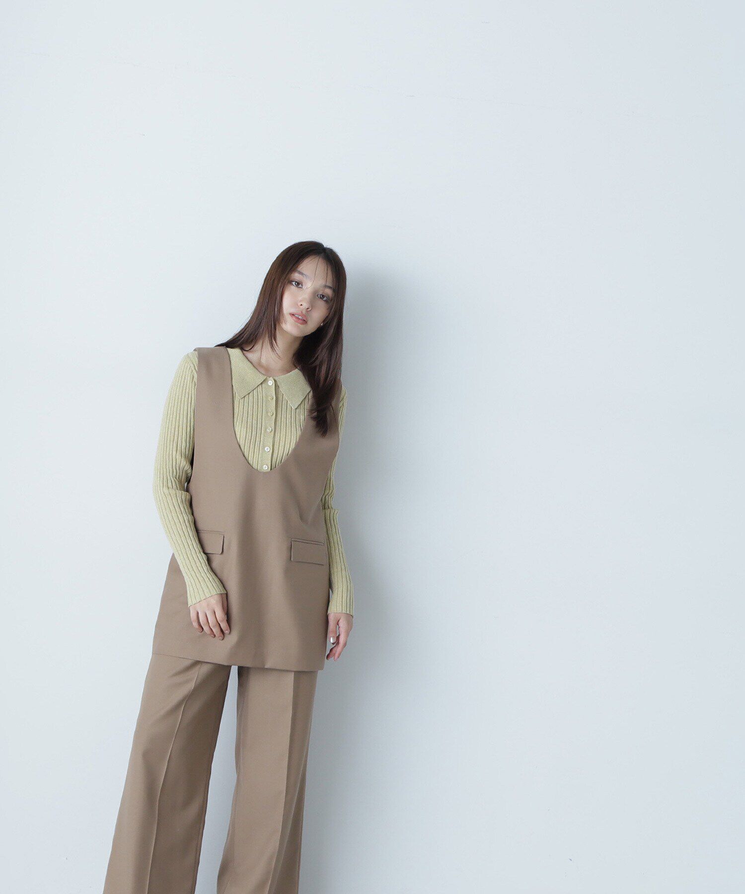  「Uネックチュニック＆ワイドパンツ」|ワンピース|