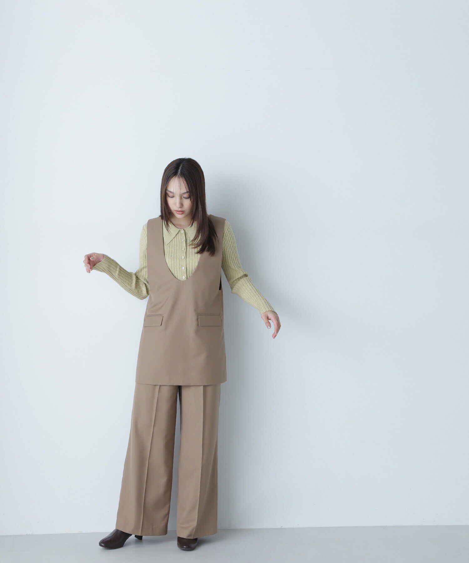  「Uネックチュニック＆ワイドパンツ」|ワンピース|