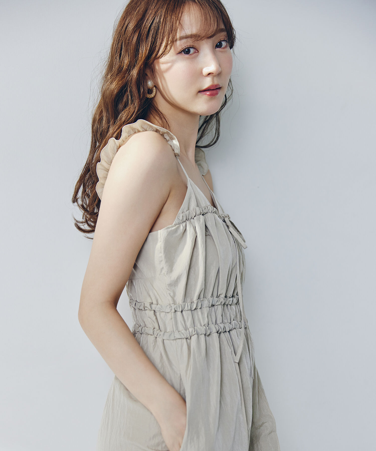  「タフタオールインワン」|ワンピース|ベージュ