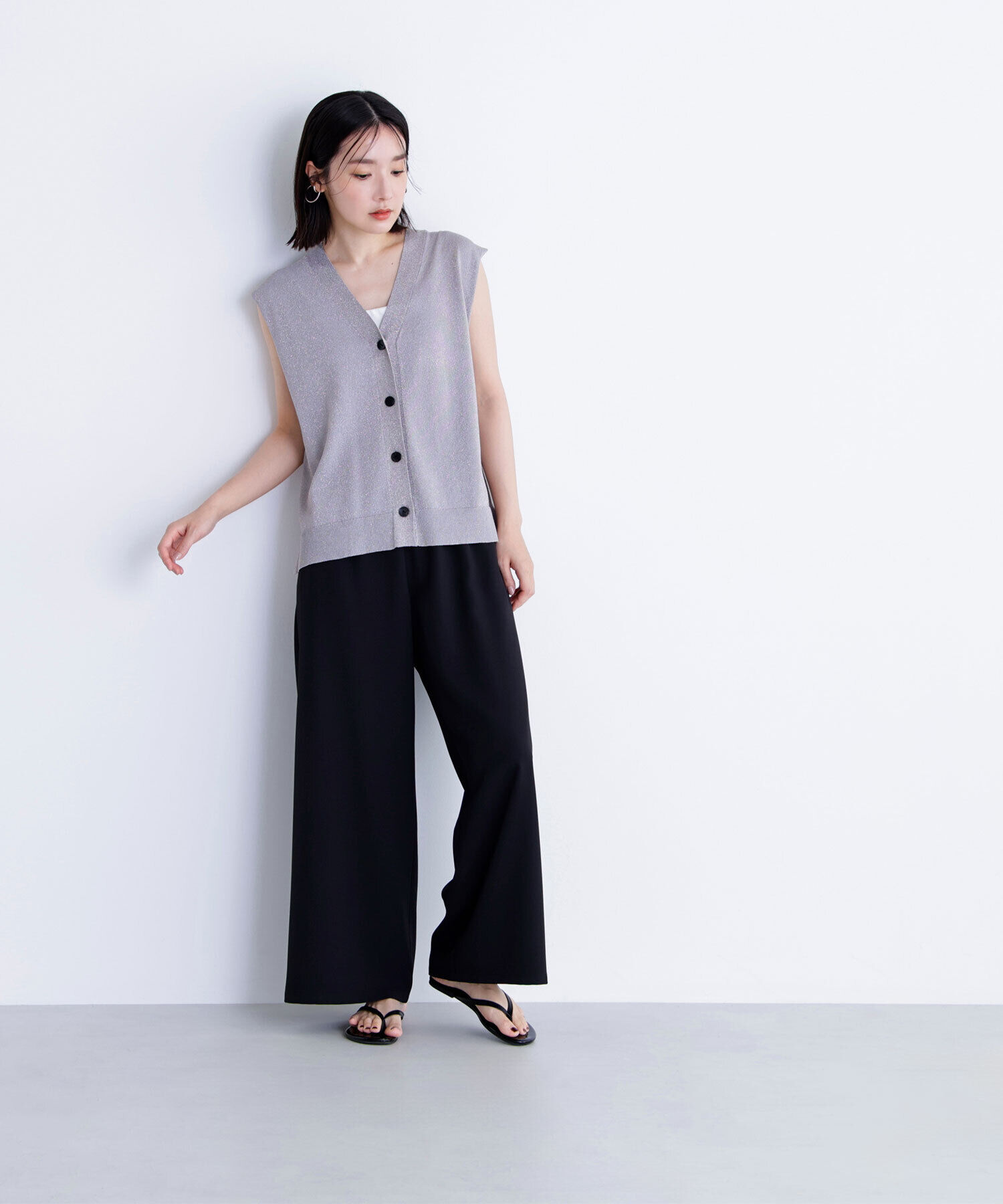  「スパークVネックニットベスト」|ニット・セーター|