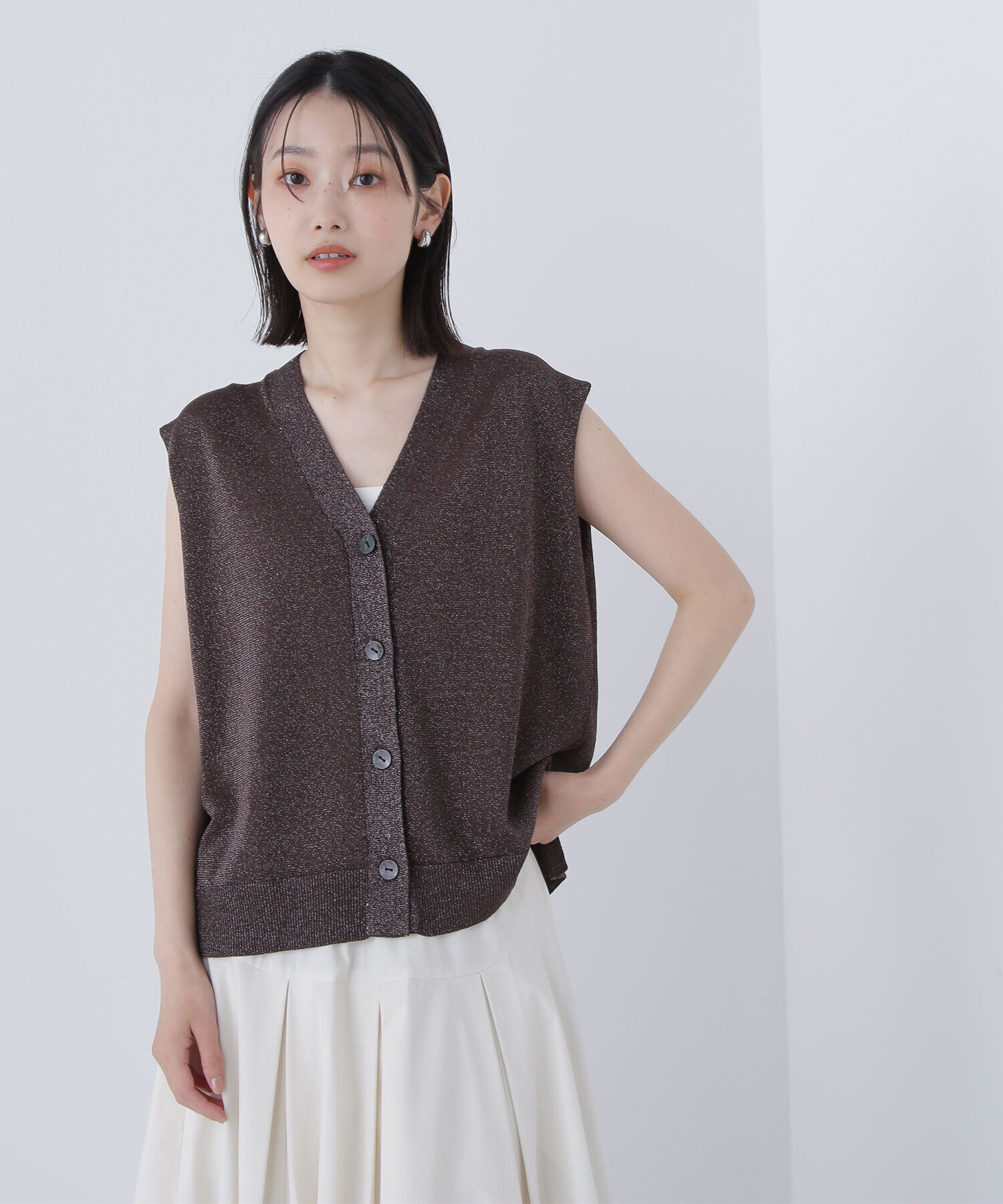  「スパークVネックニットベスト」|ニット・セーター|
