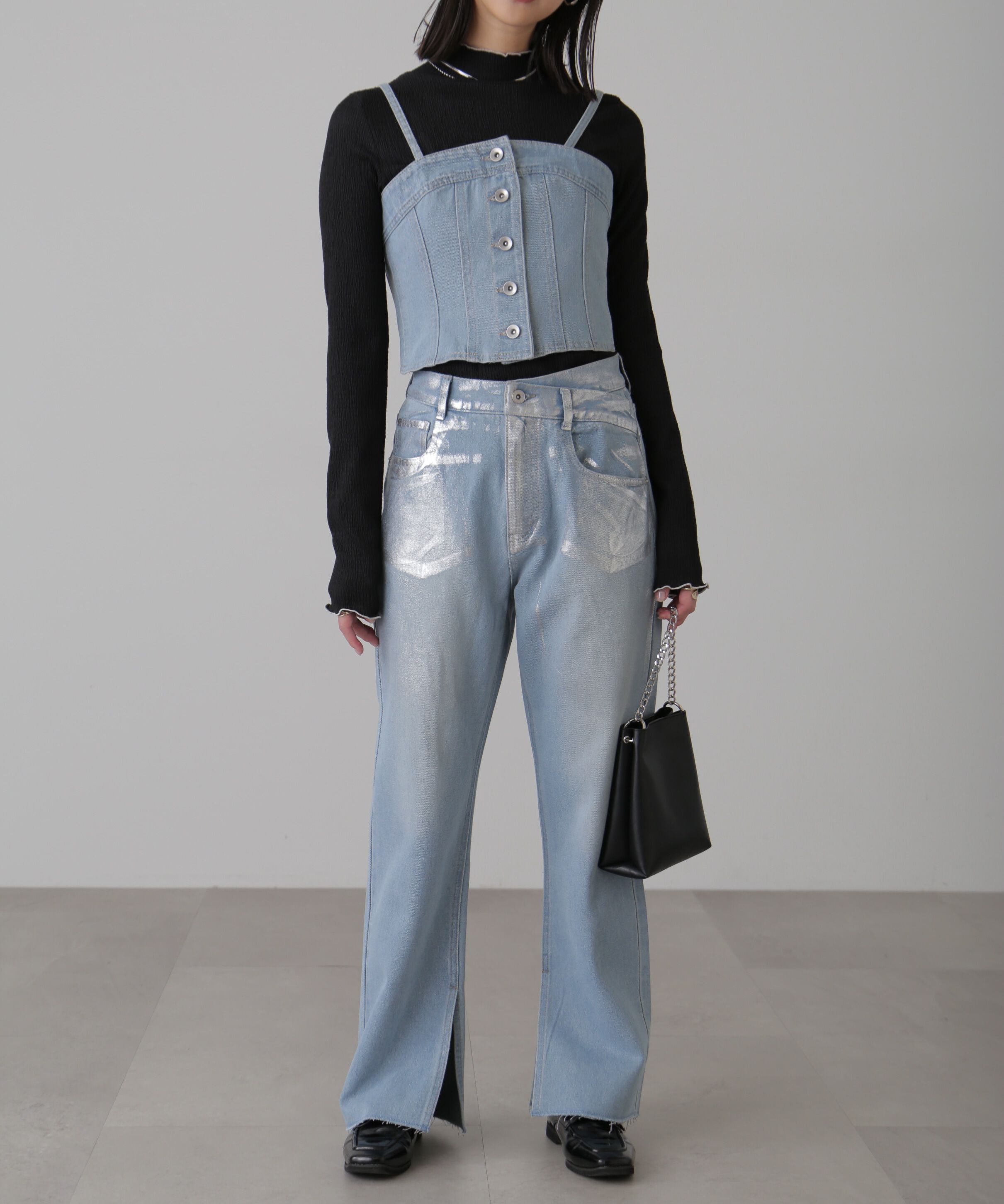  「フロントボタンデニムビスチェ」|シャツ・ブラウス|