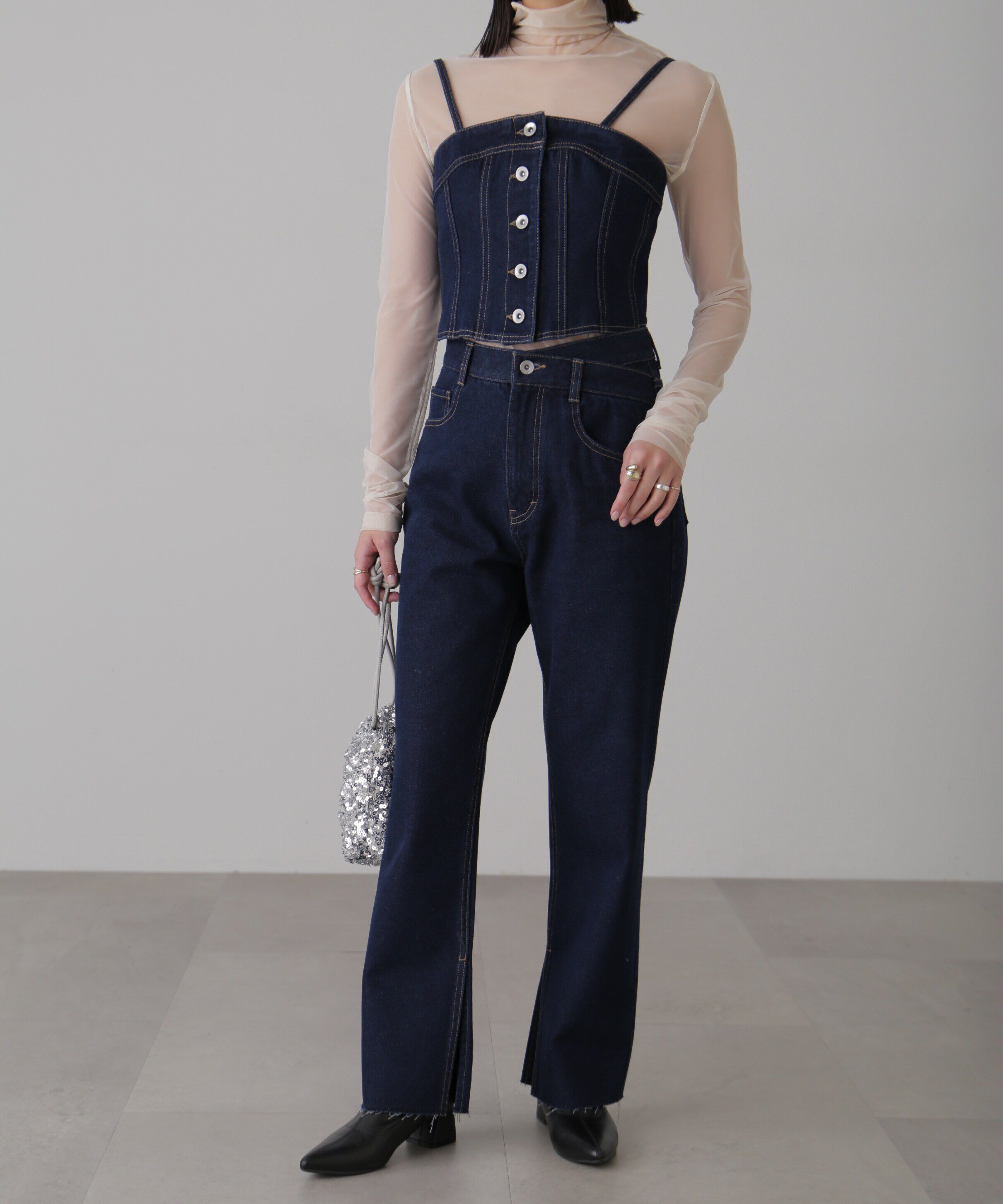  「フロントボタンデニムビスチェ」|シャツ・ブラウス|