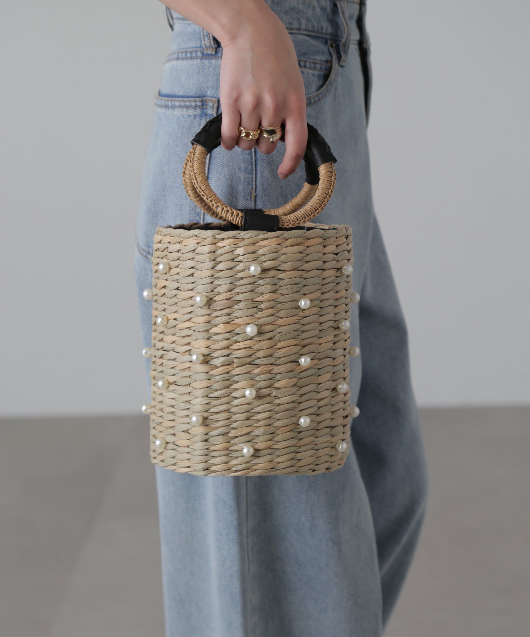  「パール付きかごトートバッグ」|その他|