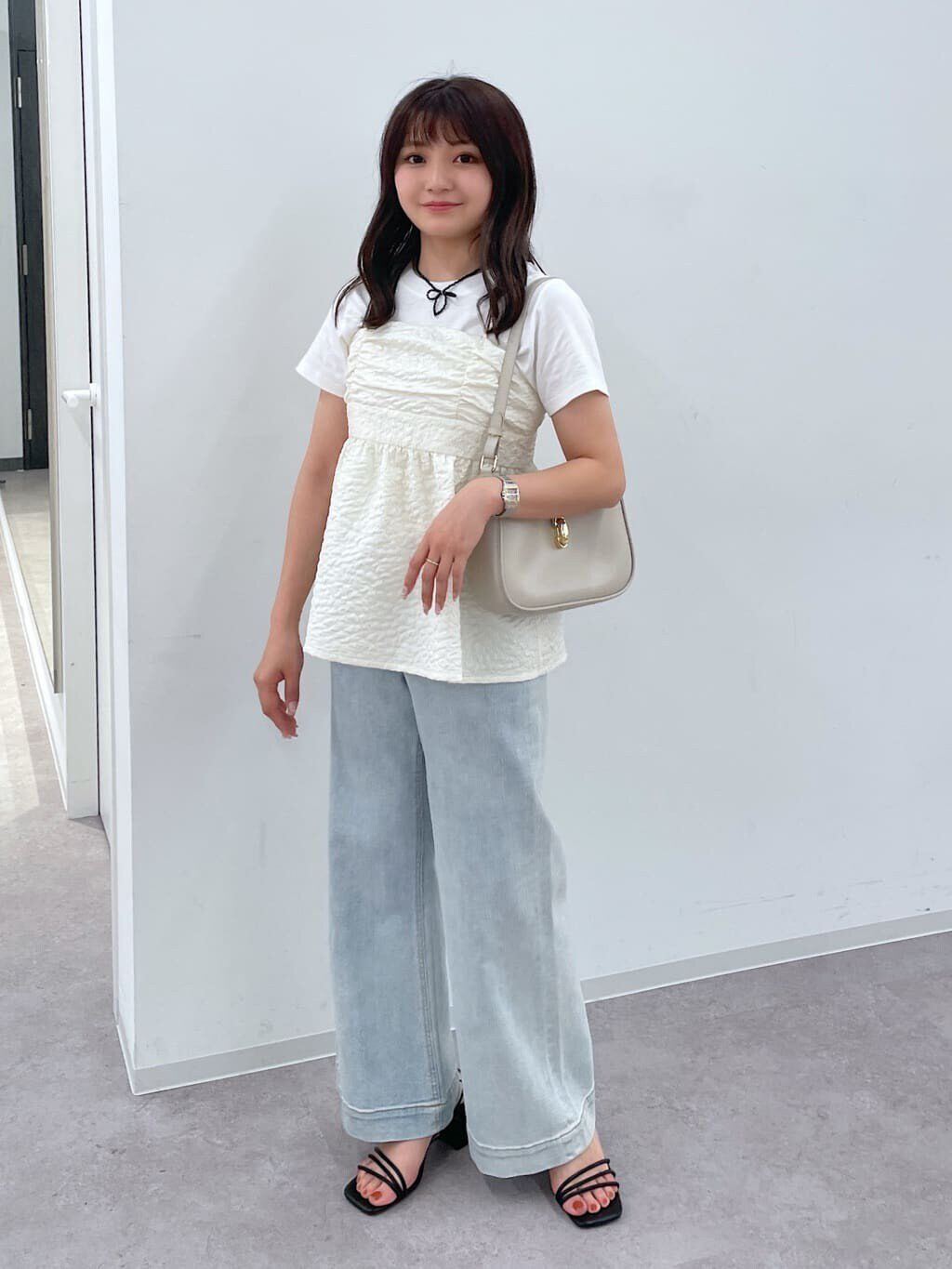  「エンボスシャーリングキャミソール」|シャツ・ブラウス|