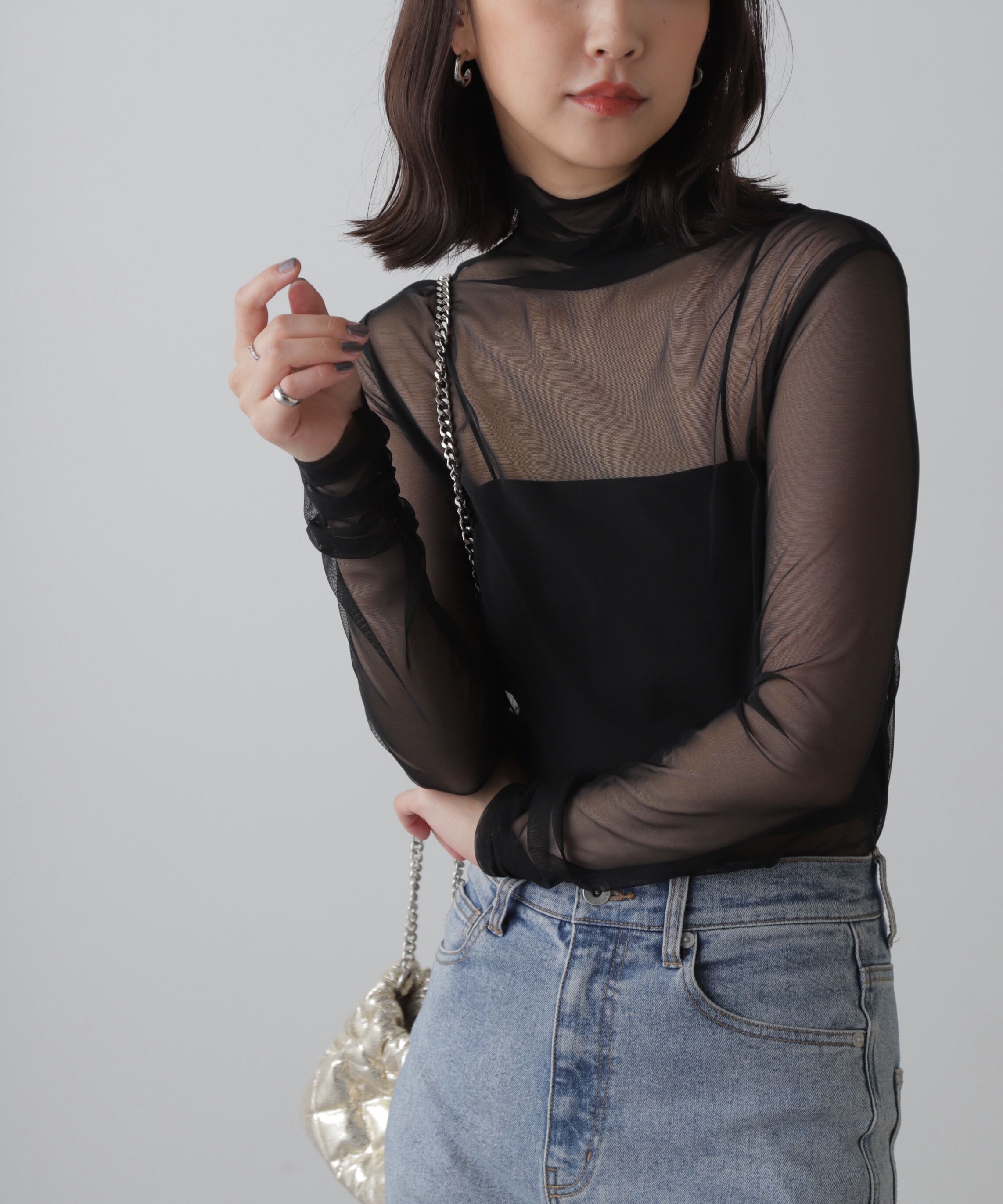  「シースルーハイネックカットソー」|Tシャツ・カットソー|