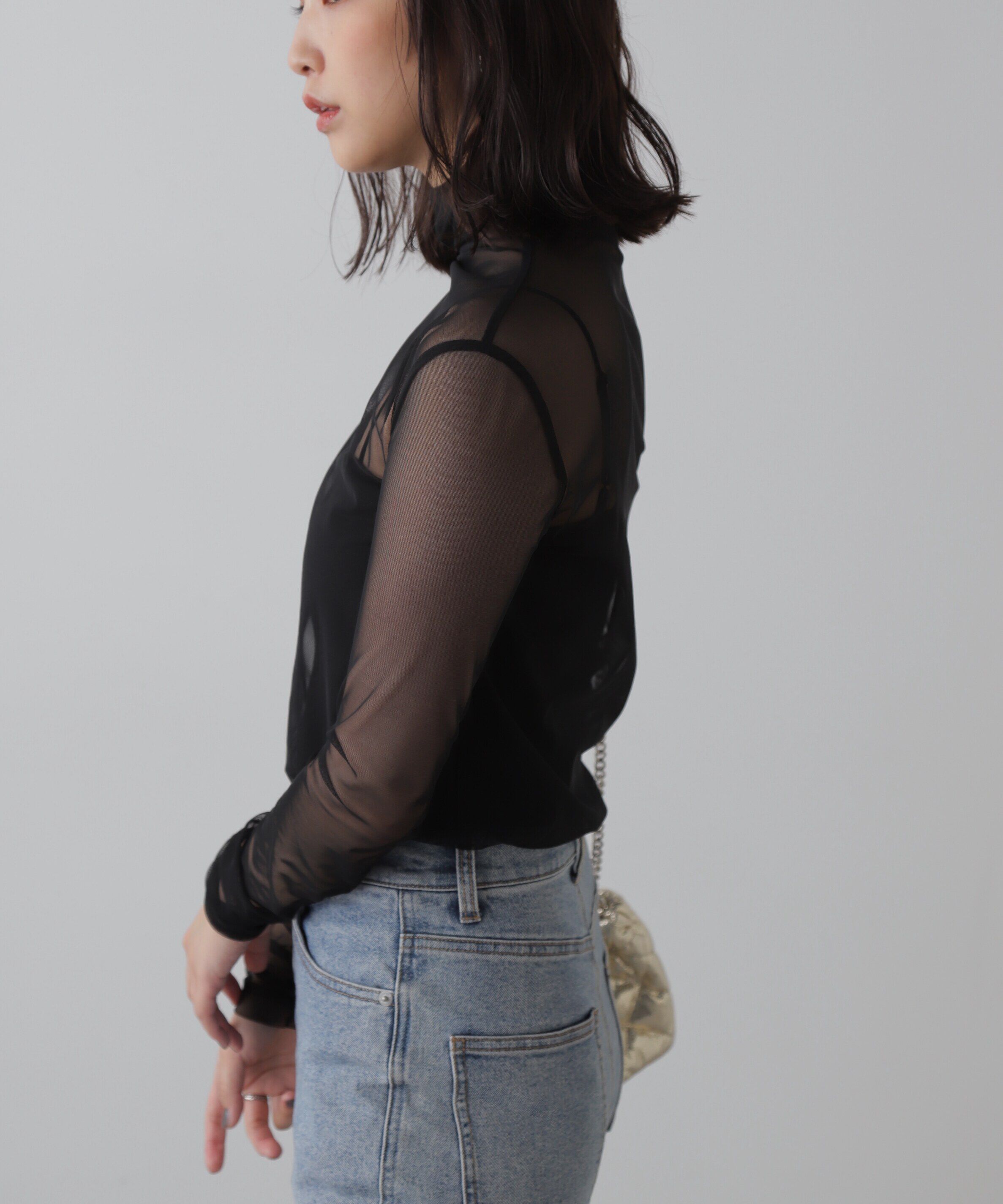  「シースルーハイネックカットソー」|Tシャツ・カットソー|