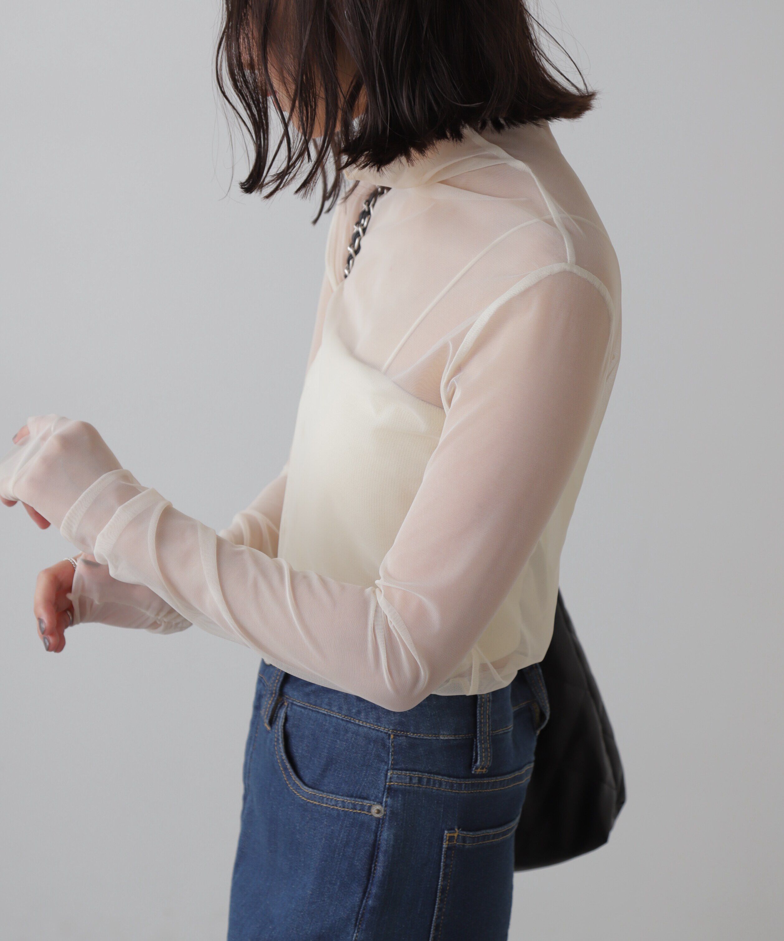  「シースルーハイネックカットソー」|Tシャツ・カットソー|