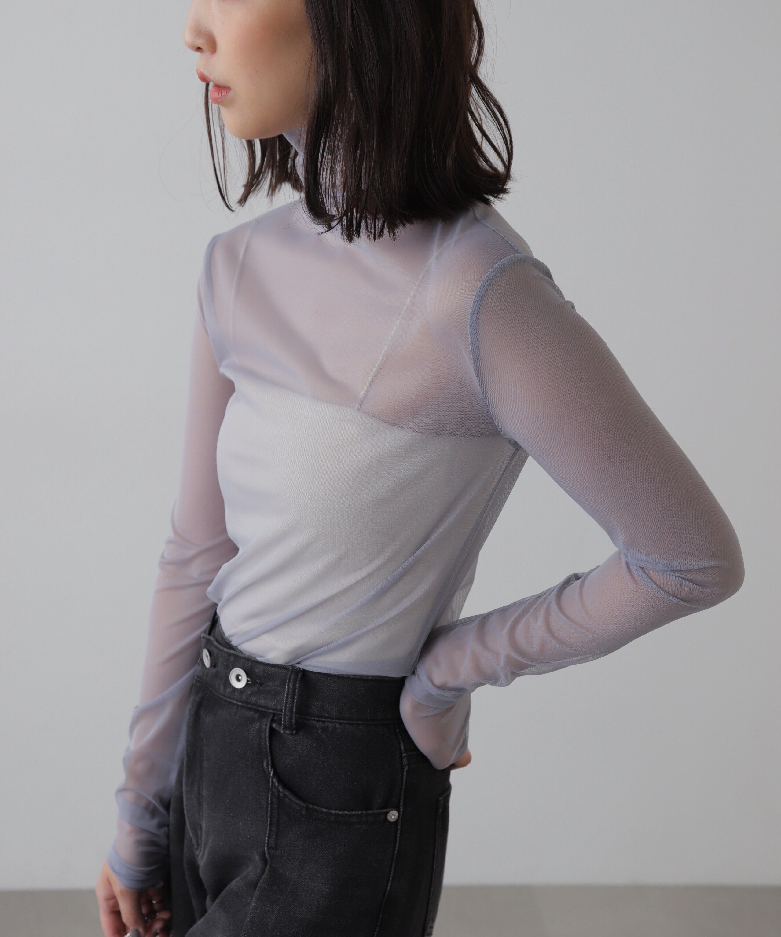  「シースルーハイネックカットソー」|Tシャツ・カットソー|