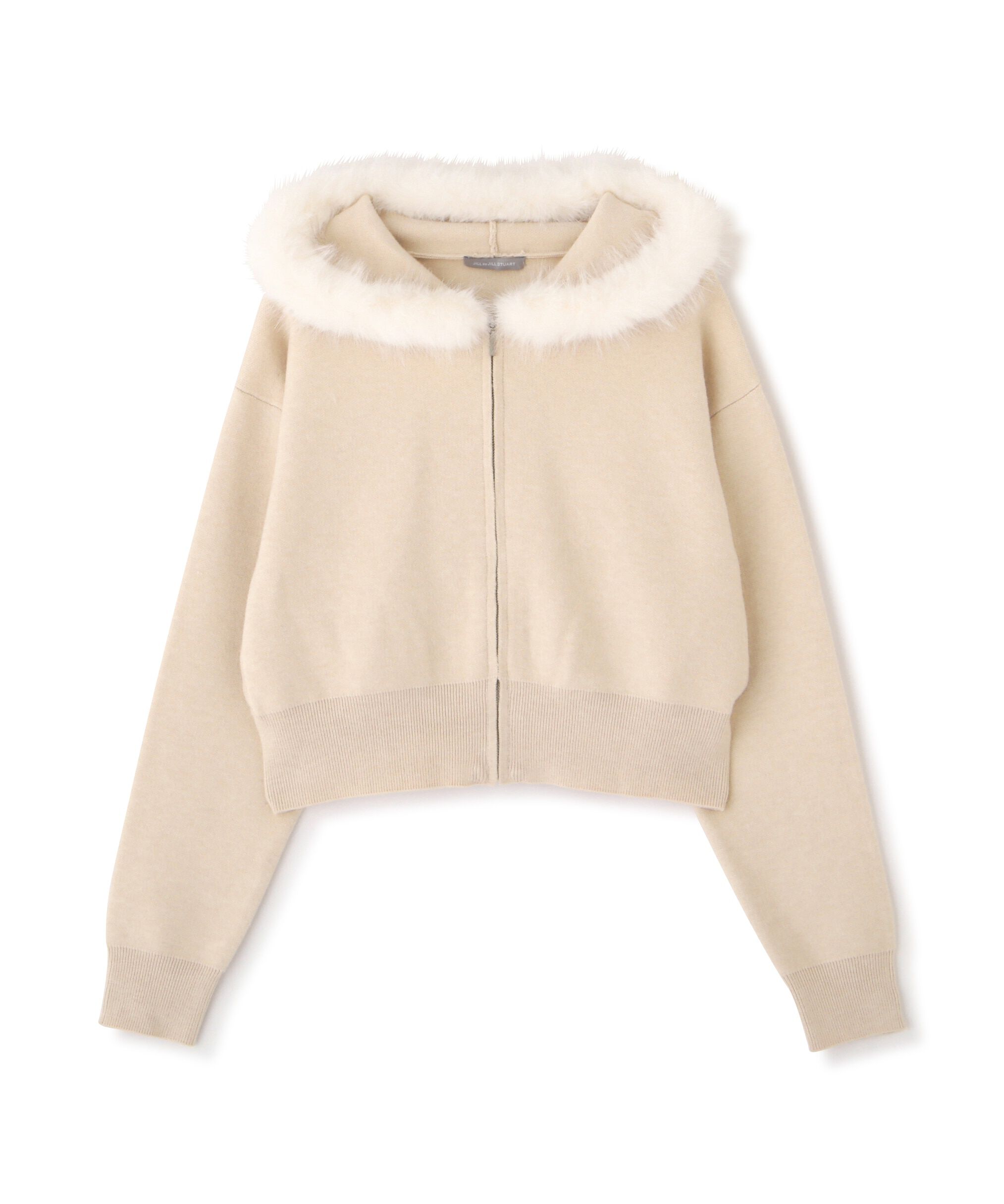  「ボリュームフェイクファーニットパーカー」|ニット・セーター|