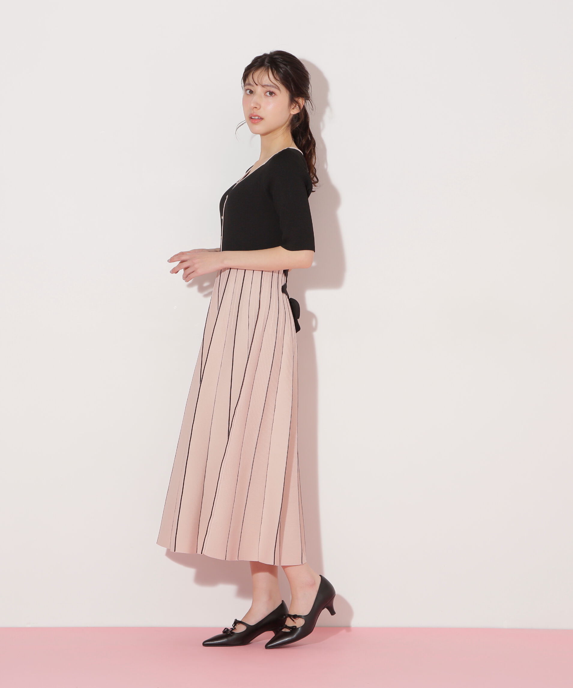  「プリーツニットワンピース」|ワンピース|