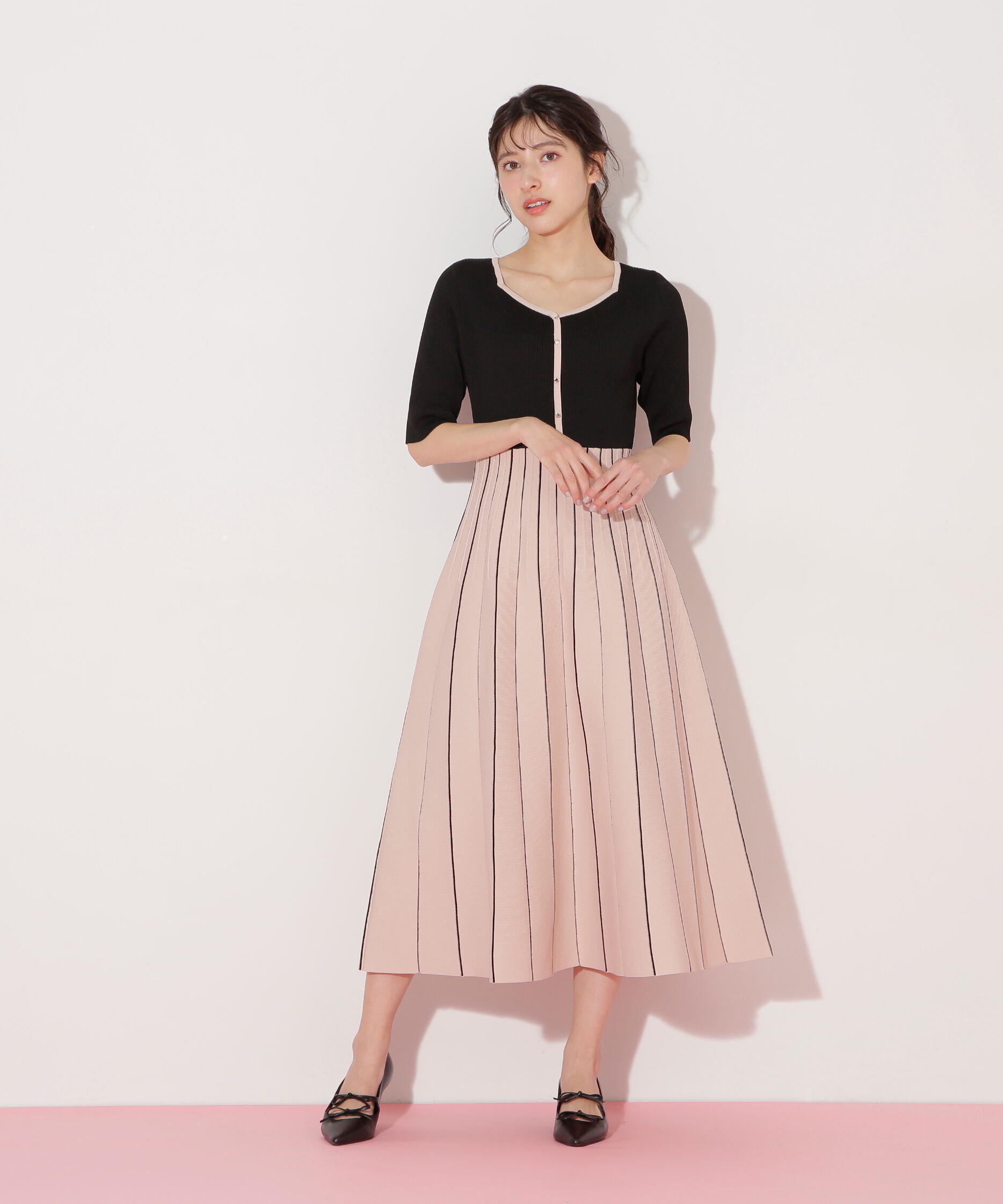  「プリーツニットワンピース」|ワンピース|